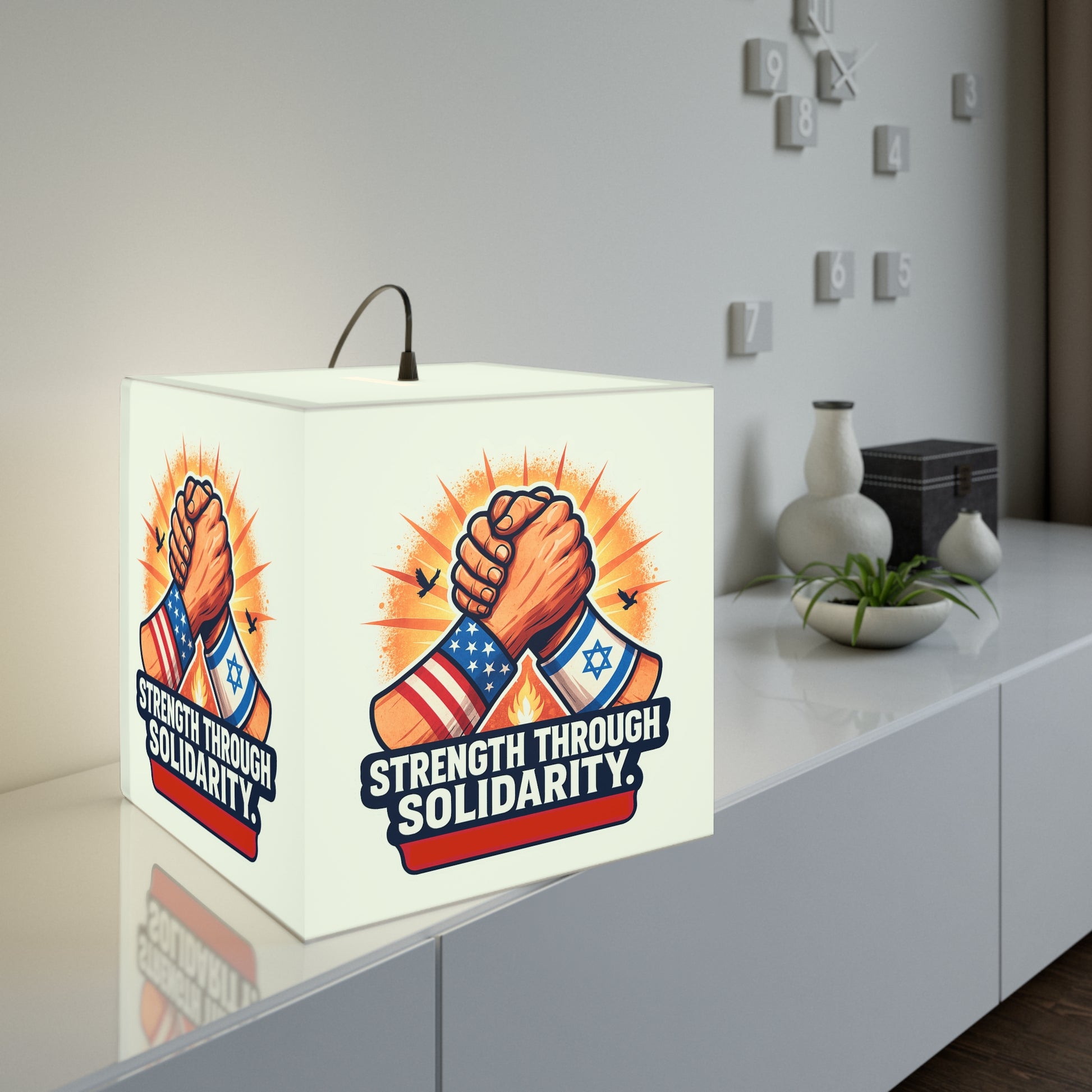 Strength Through Solidarity Light Cube Lamp - American Zionist