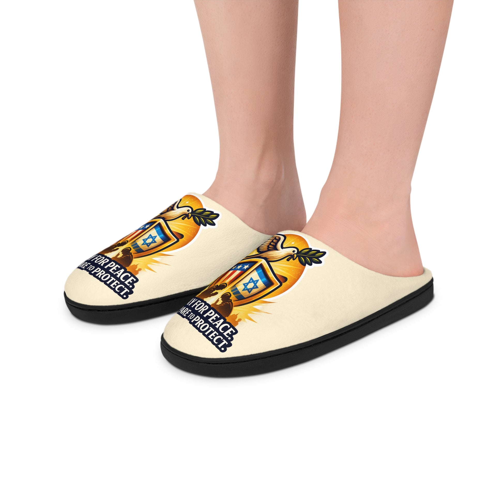 Pray For Peace Women's Indoor Slippers - American Zionist