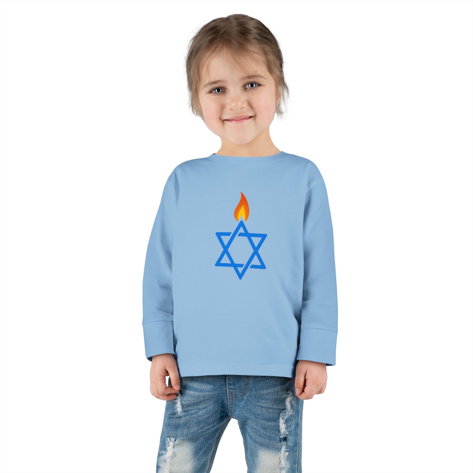 Fire Stars Of David Toddler Long Sleeve Tee - American Zionist