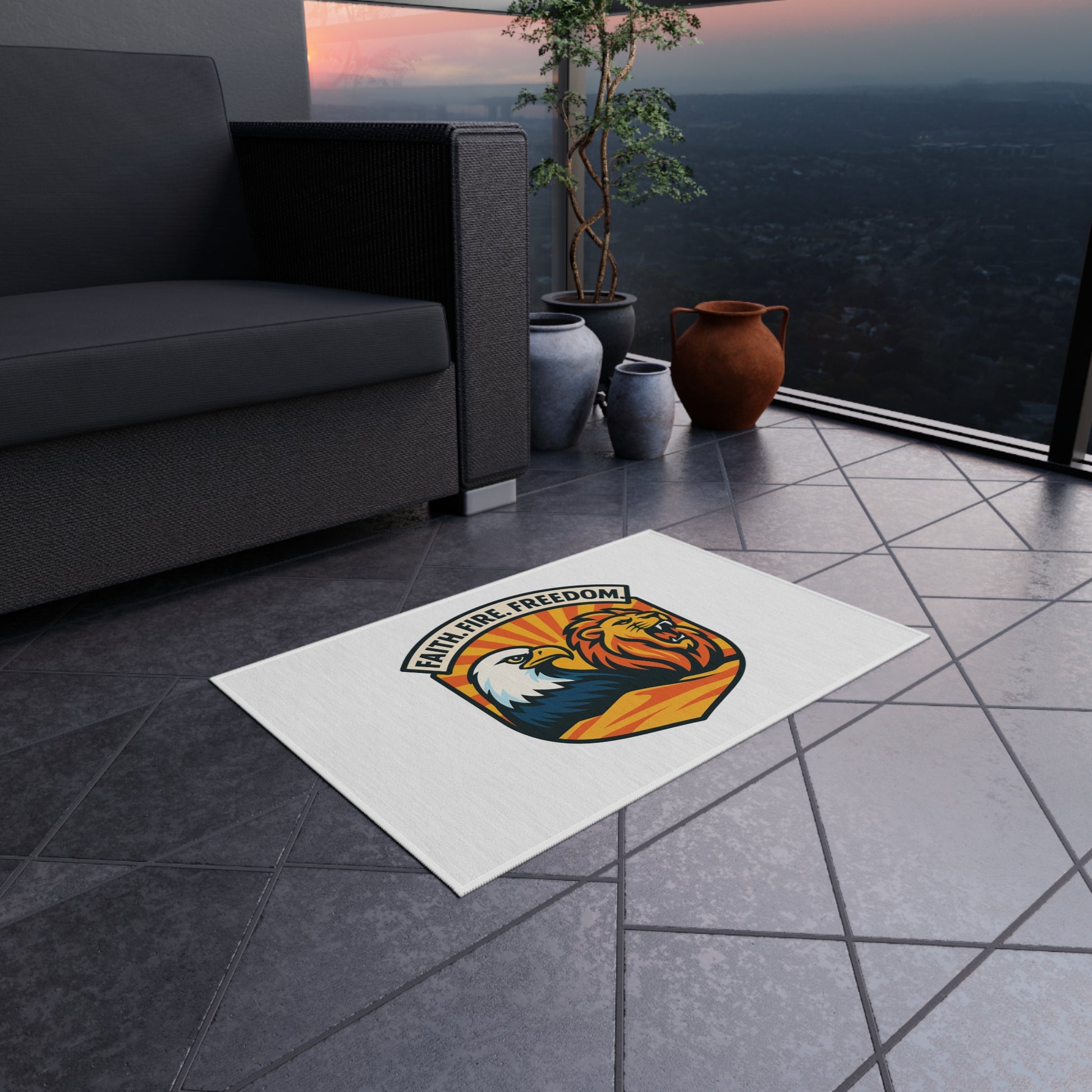 Lions Eagles Rise Outdoor Rug - American Zionist