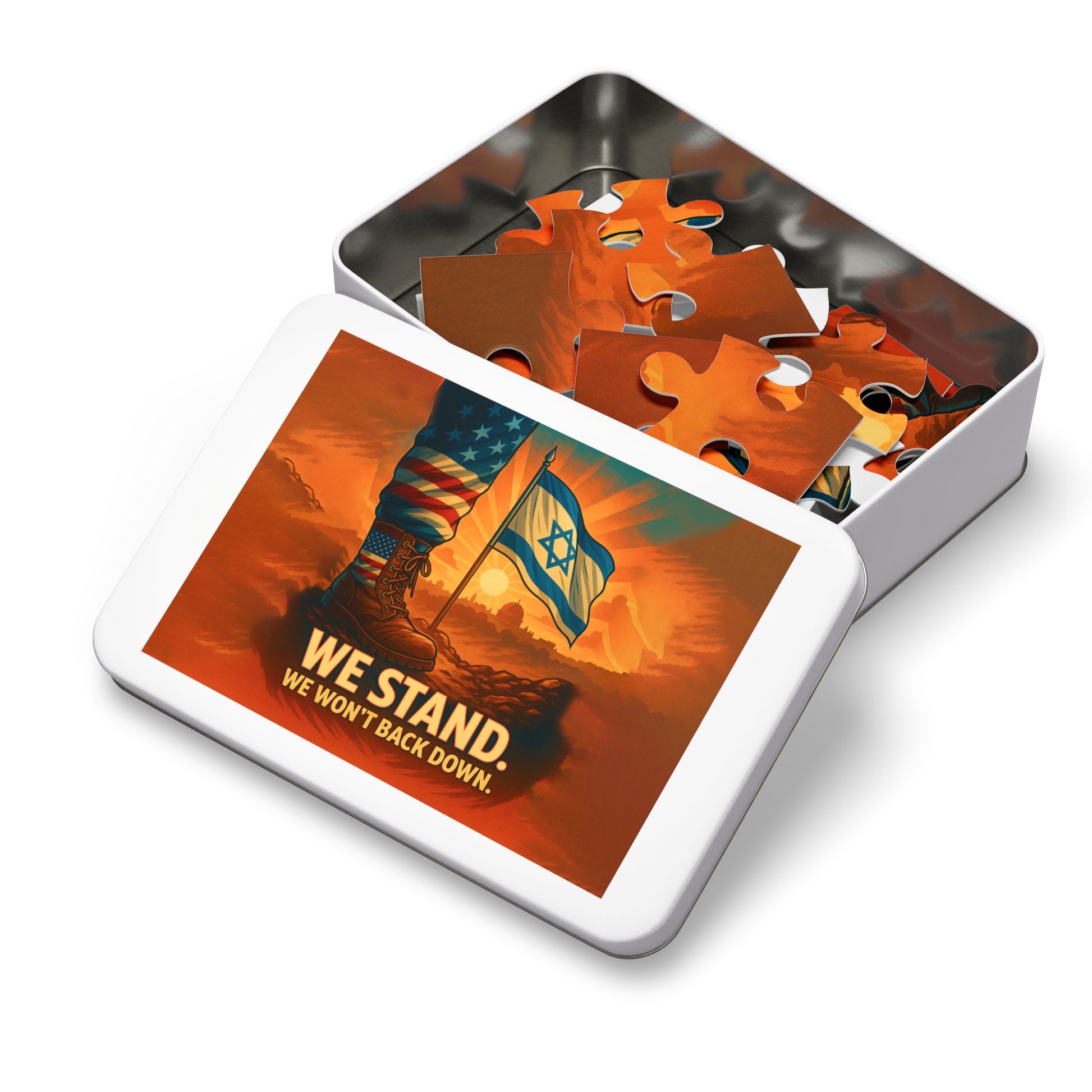 We Stand Jigsaw Puzzle with Tin - American Zionist
