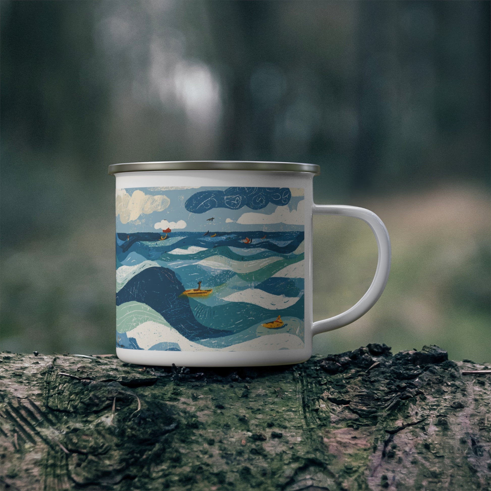 Tel Aviv Beach Enamel Camping Mug - American Zionist