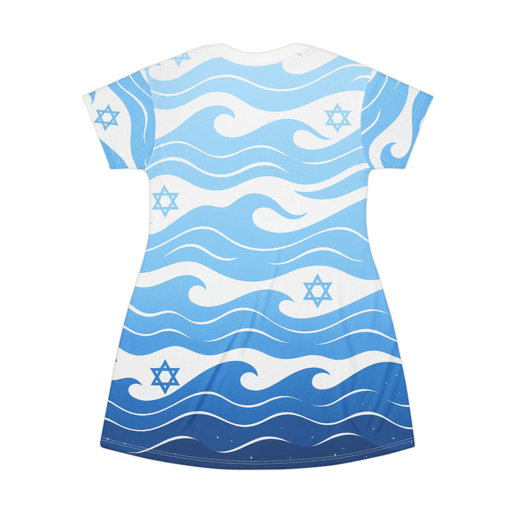 Waves of the Land T-Shirt Dress (AOP) - American Zionist