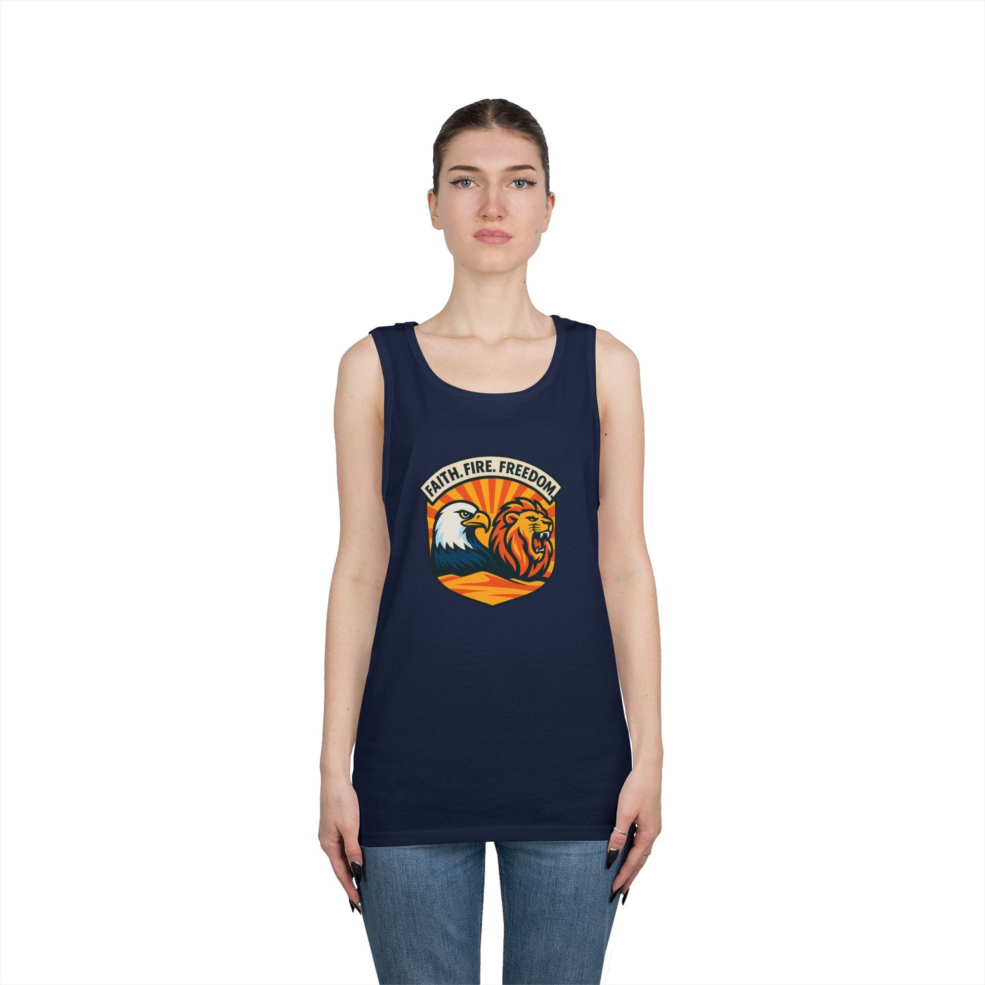 Lions Eagles Rise Unisex Heavy Cotton Tank Top - American Zionist