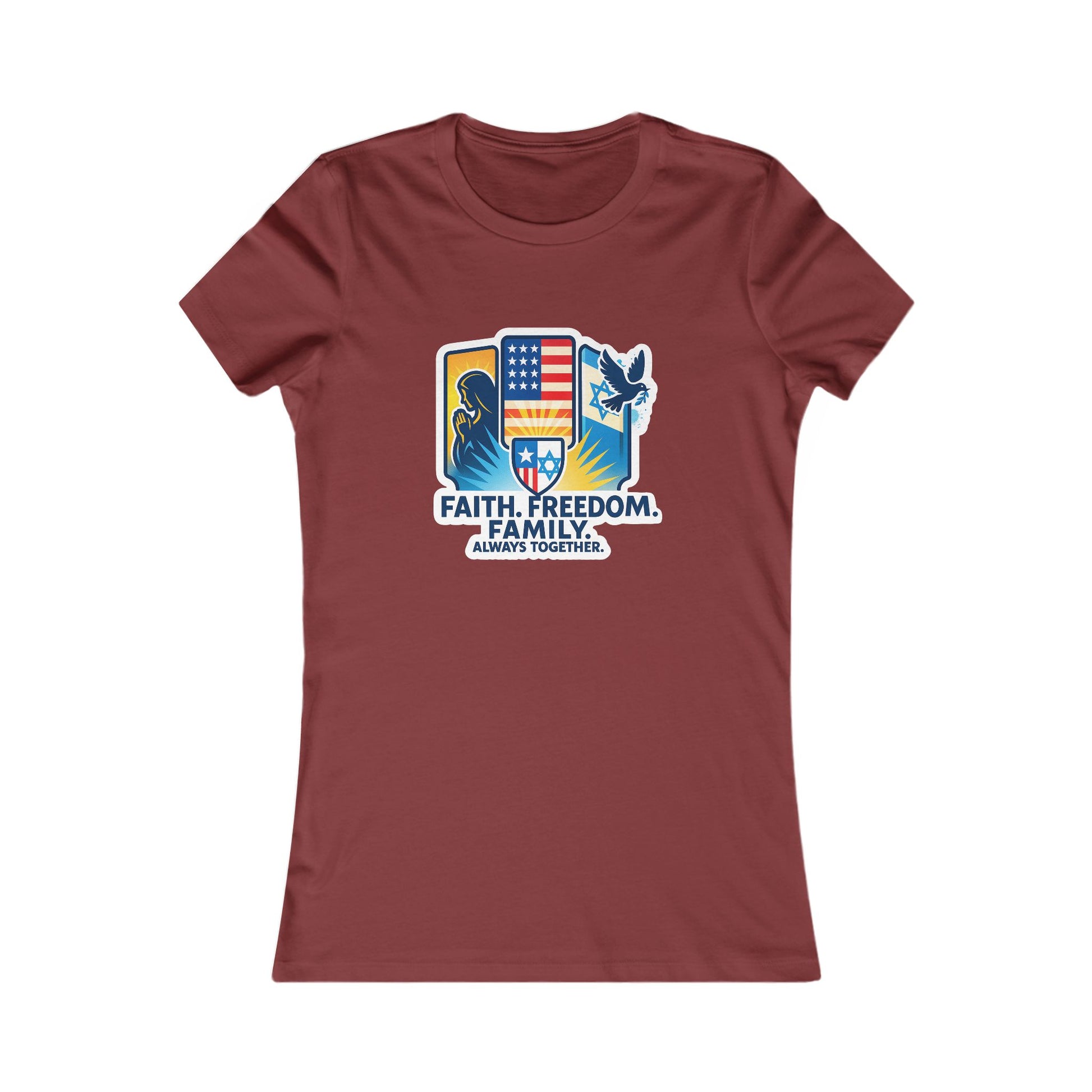 Faith Freedom Family Women's Favorite Tee - American Zionist