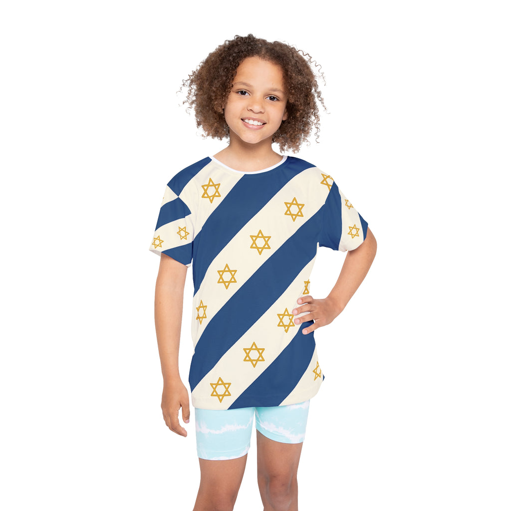 Israel Regalia Stripe Kids Sports Jersey (AOP) - American Zionist