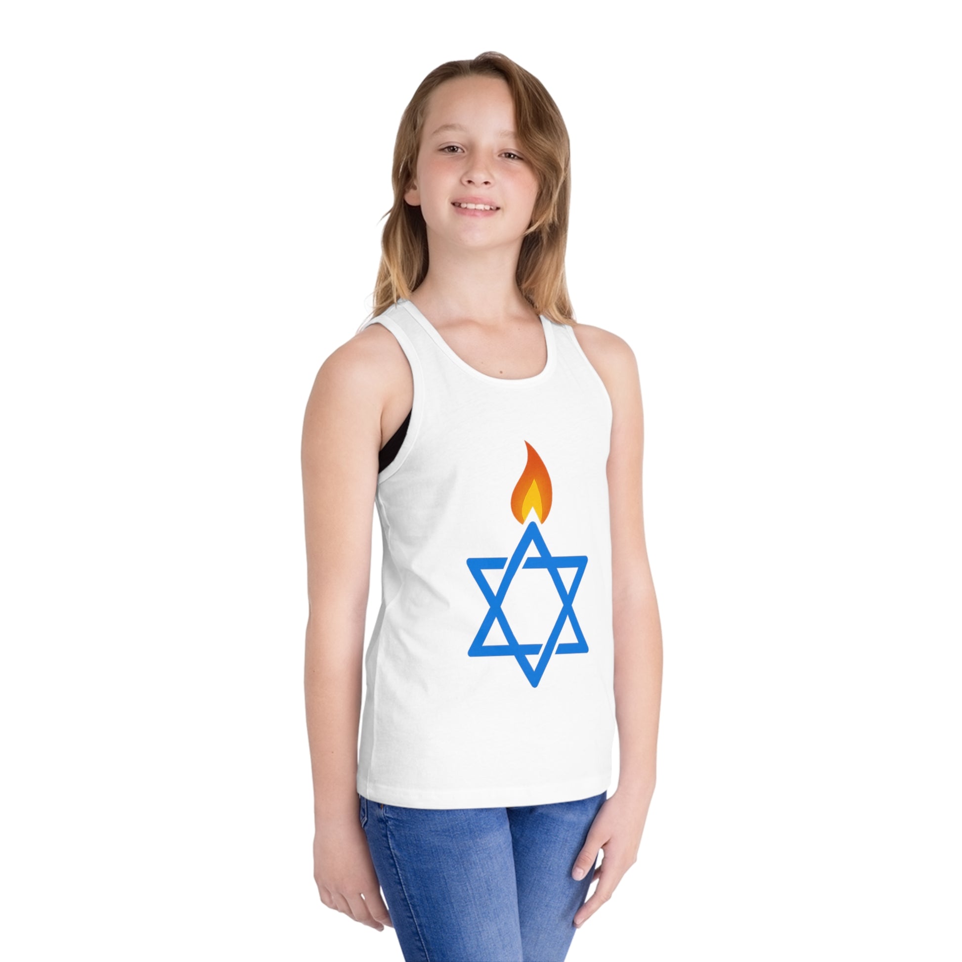 Fire Stars Of David Kid's Jersey Tank Top - American Zionist