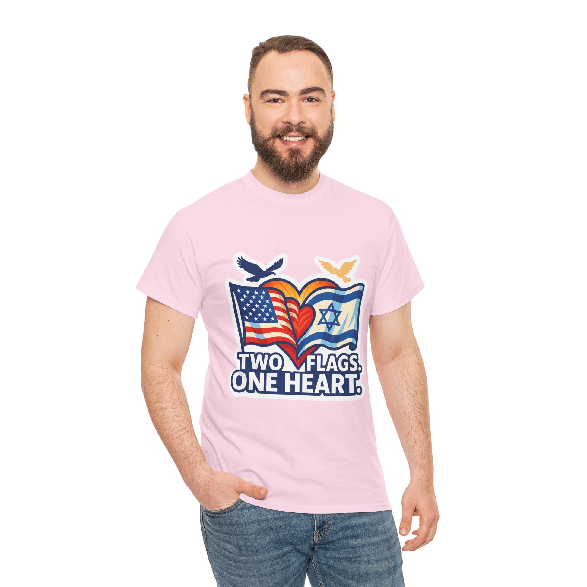 Two Flags One Heart Unisex Heavy Cotton Tee - American Zionist