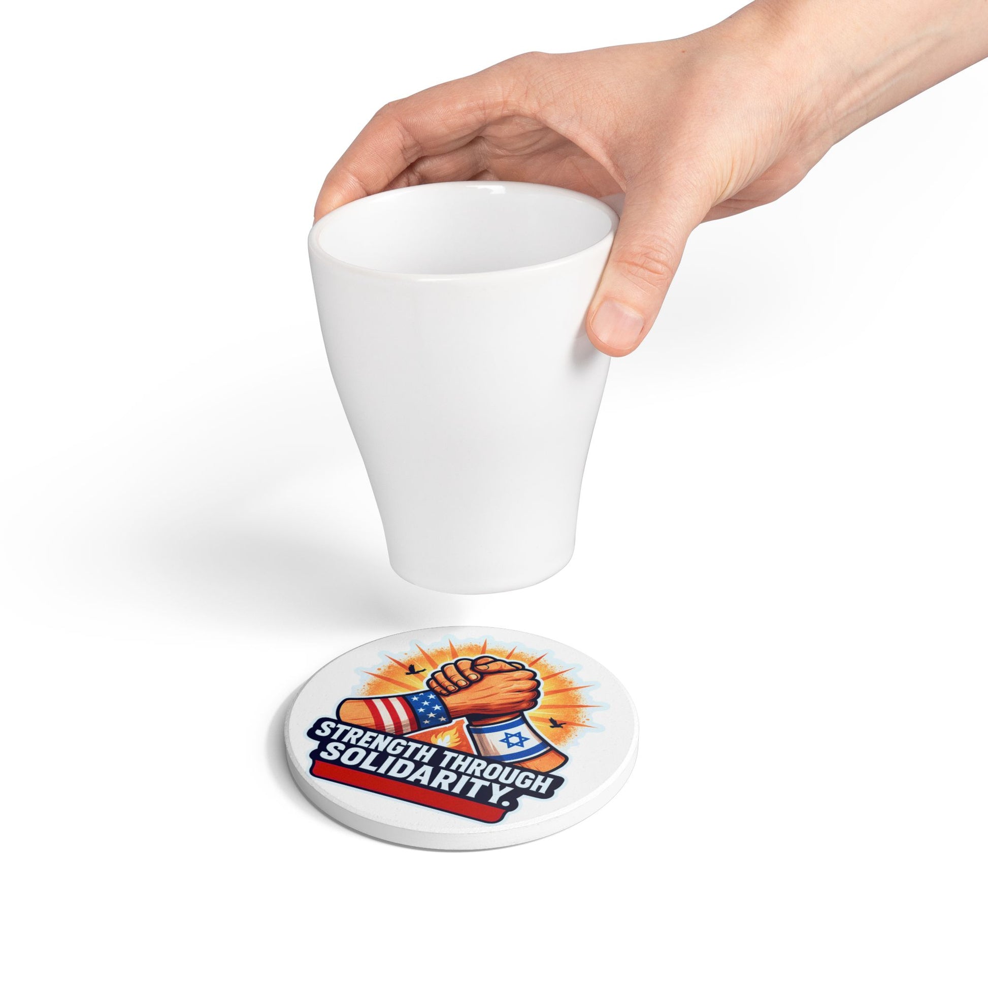 Strength Through Solidarity Ceramic Coaster - American Zionist