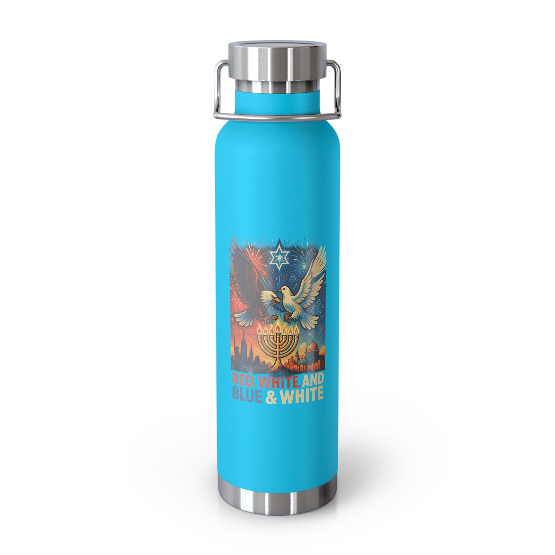 Red White and Blue Copper Vacuum Insulated Bottle, 22oz - American Zionist