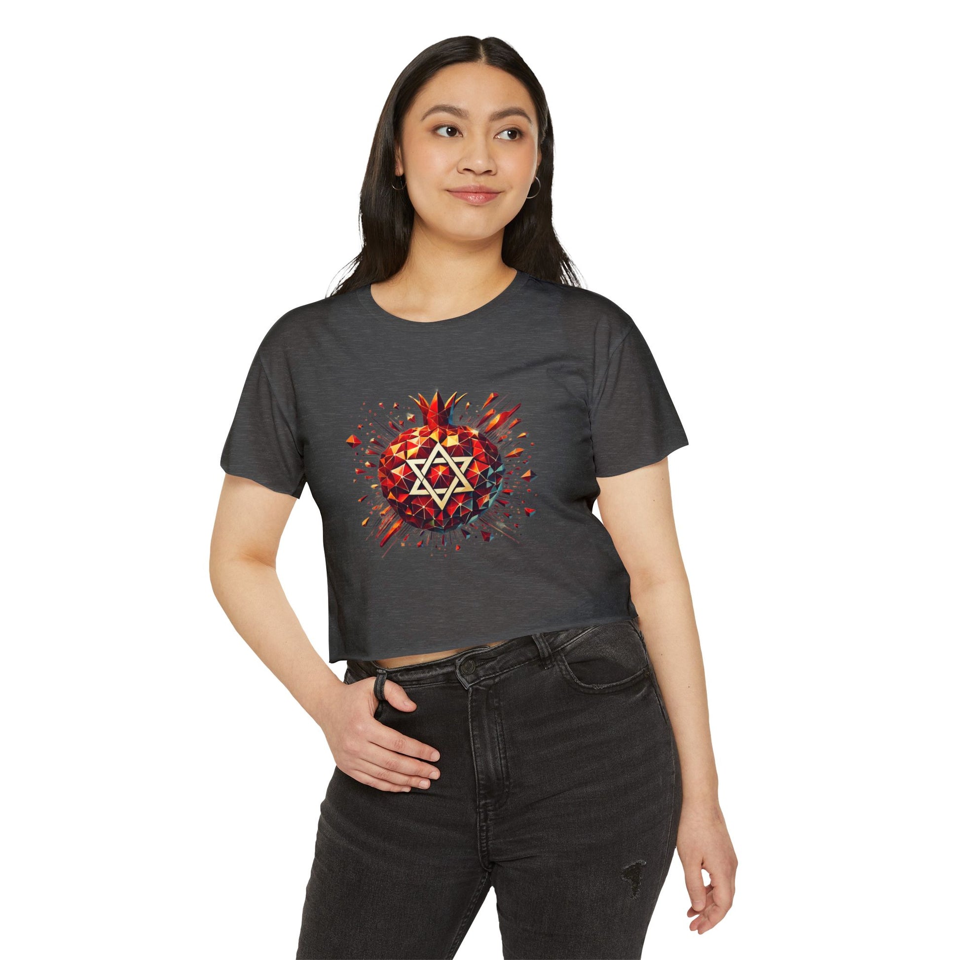 Pomegranate Star of David Women's Festival Crop Top - American Zionist