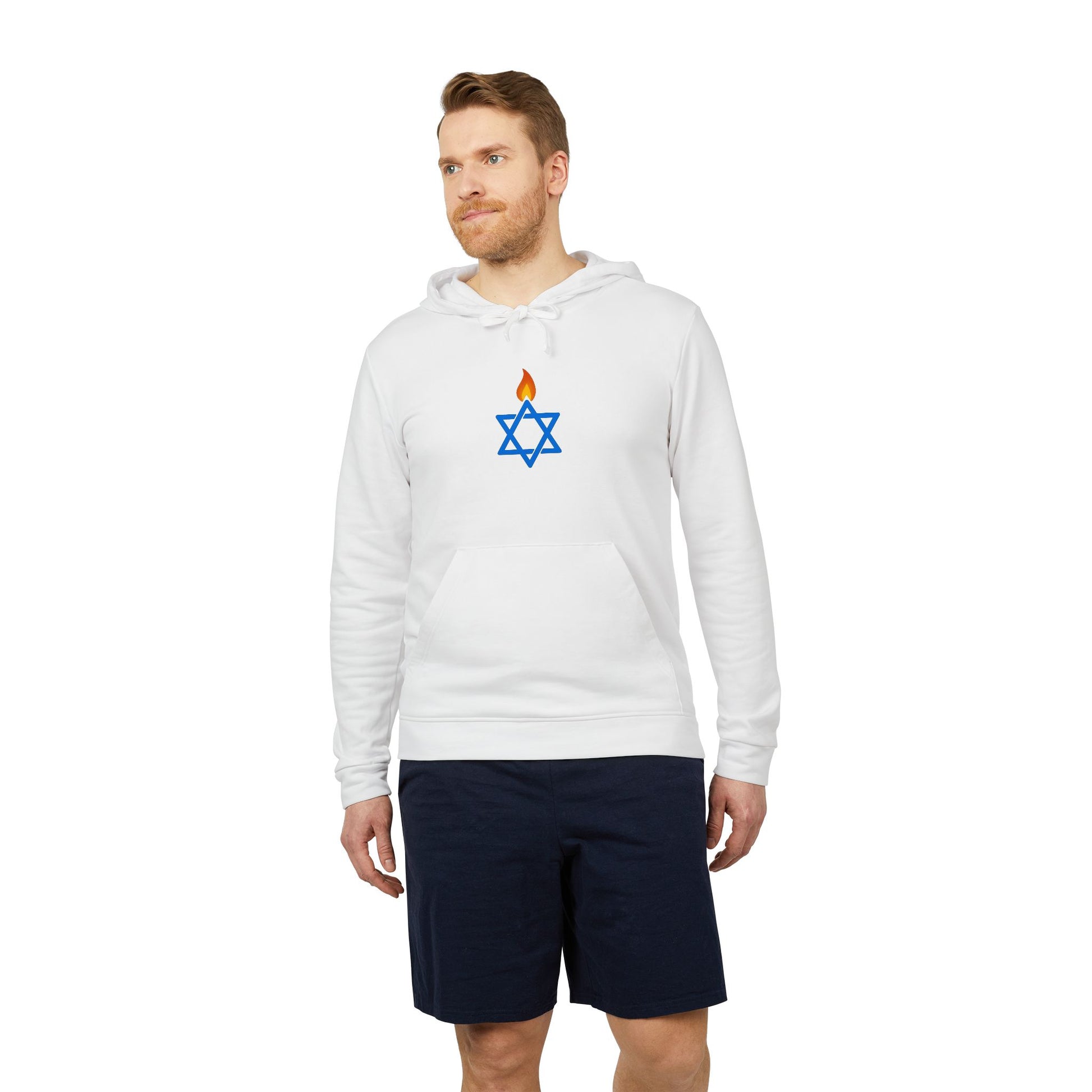 Fire Stars Of David Adidas Unisex Fleece Hoodie - American Zionist