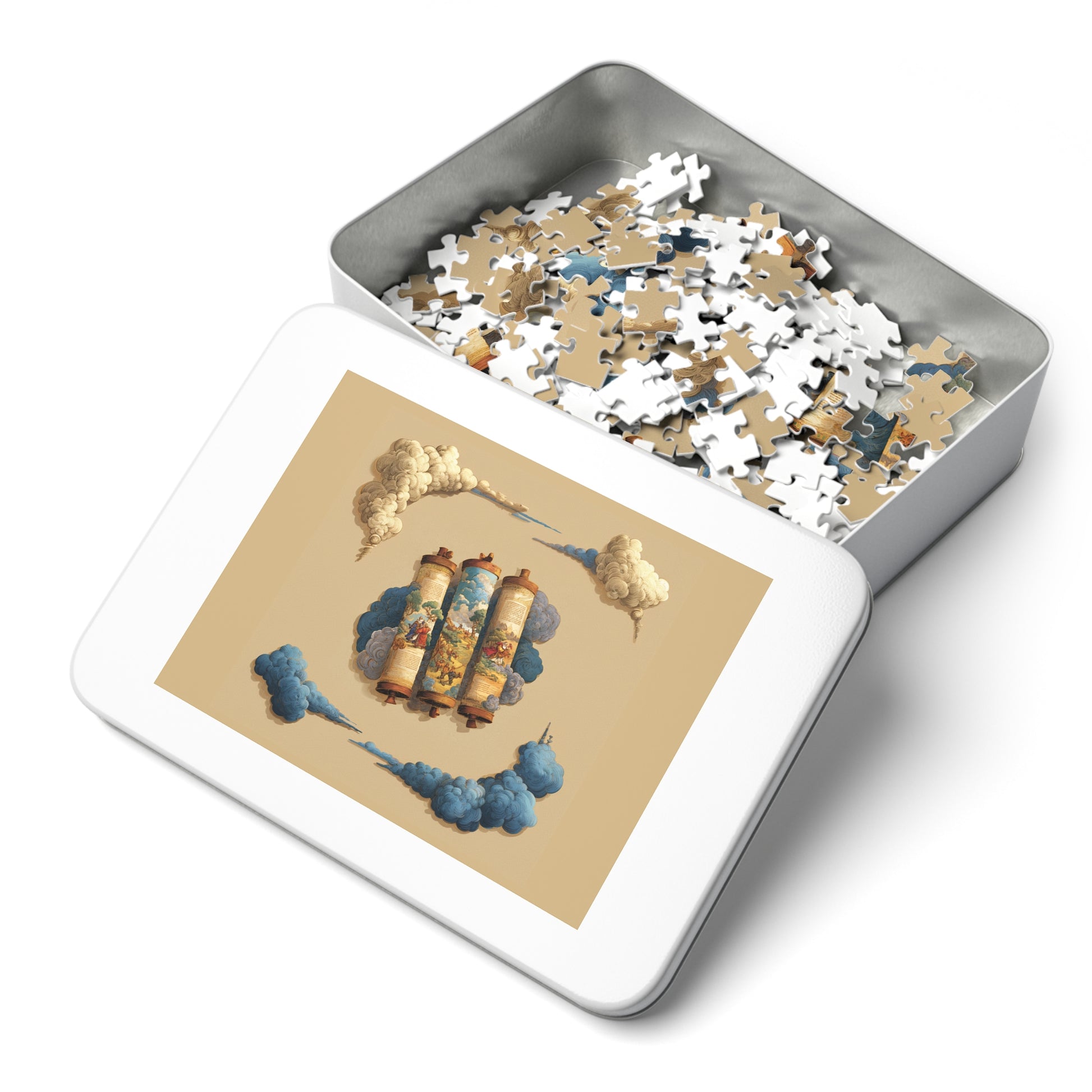 Cloudy Scroll of Moses Jigsaw Puzzle with Tin - American Zionist