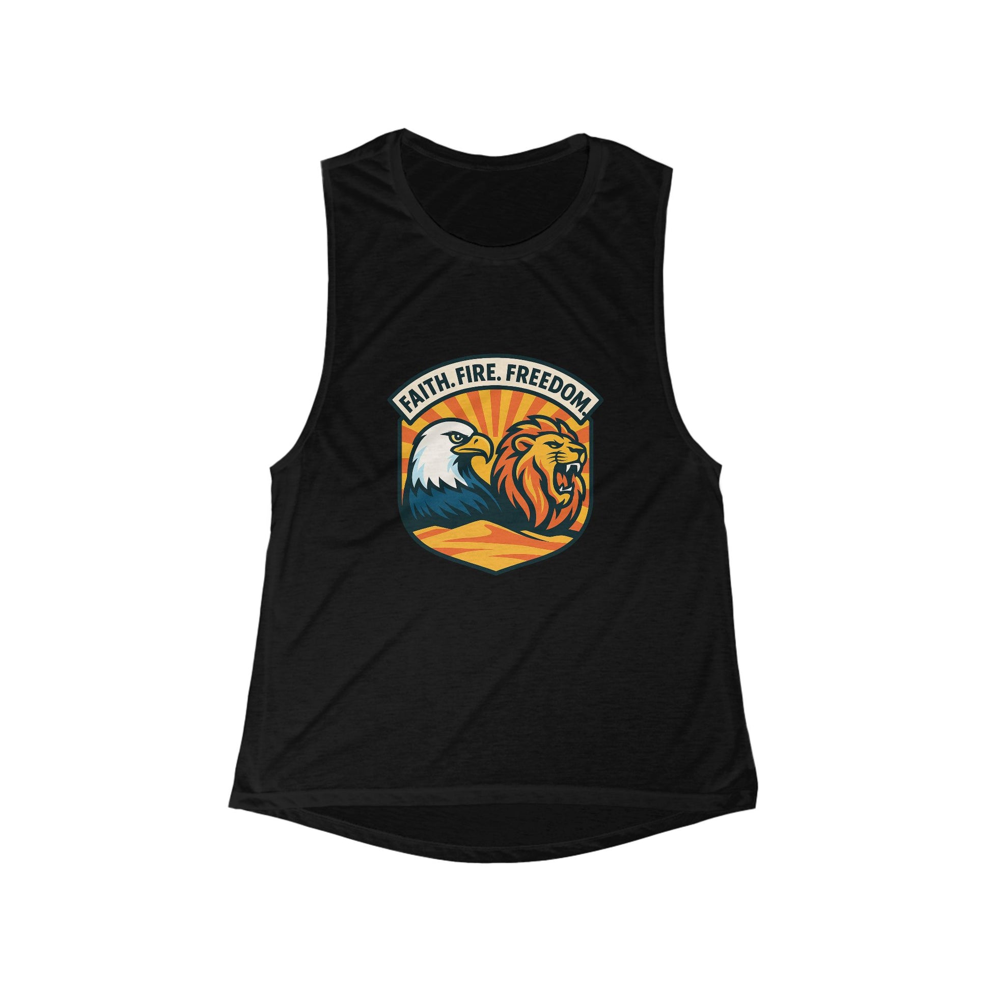 Lions Eagles Rise Women's Flowy Scoop Muscle Tank - American Zionist