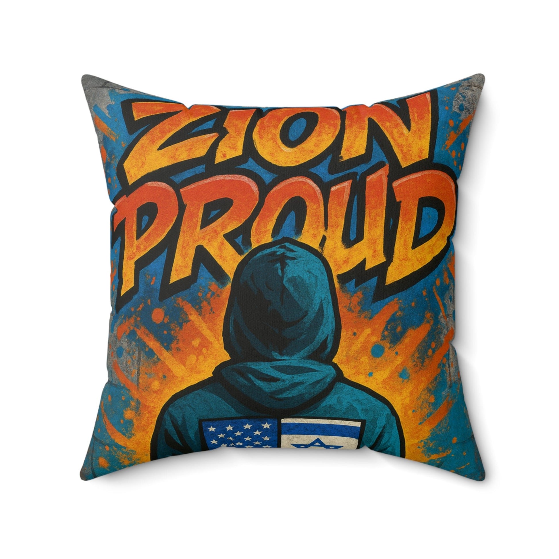 Zion Proud Spun Polyester Square Pillow - American Zionist