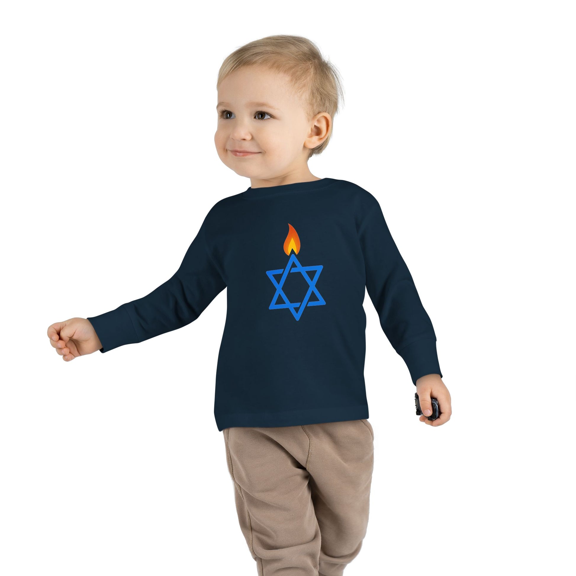 Fire Stars Of David Toddler Long Sleeve Tee - American Zionist