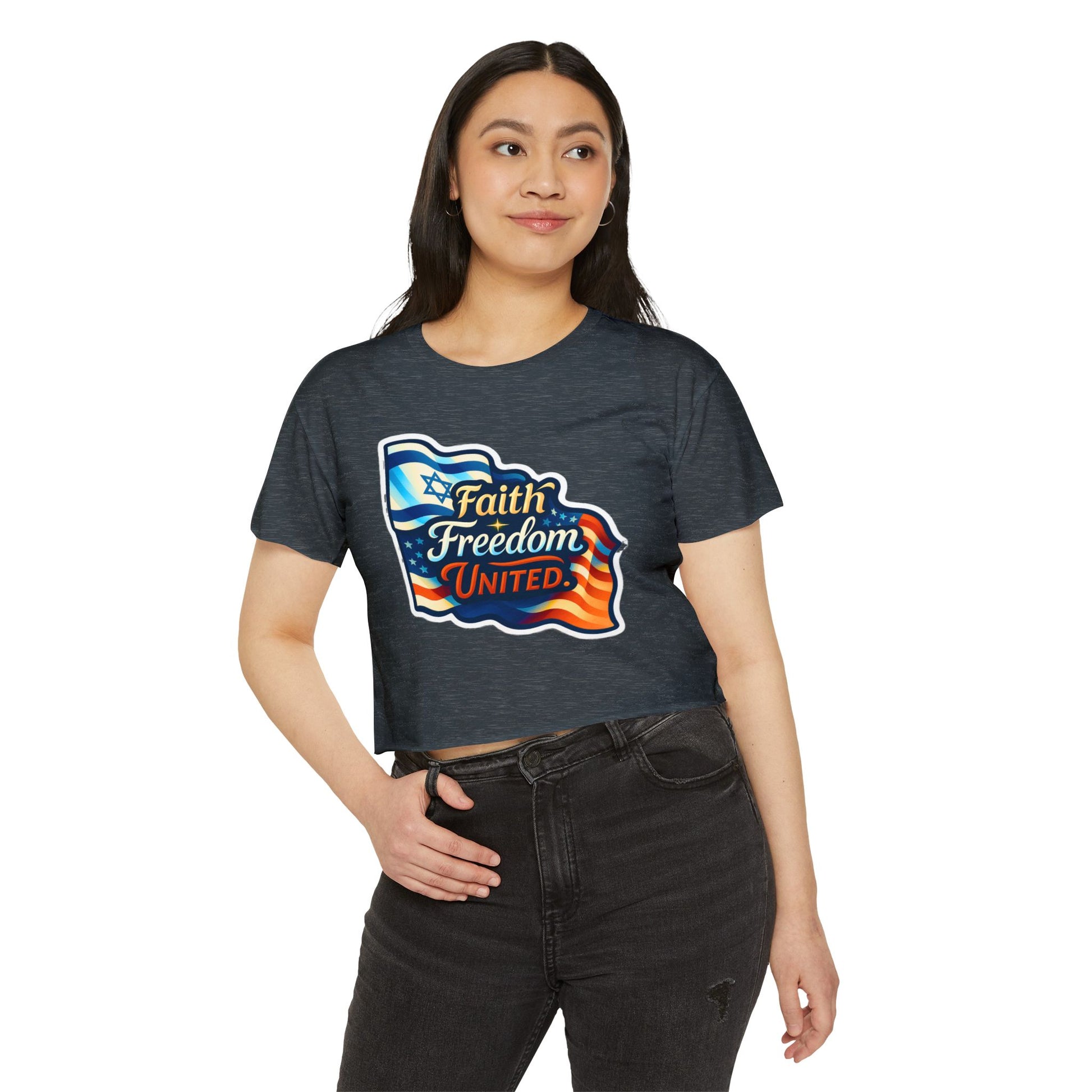 Faith Freedom United Women's Festival Crop Top - American Zionist