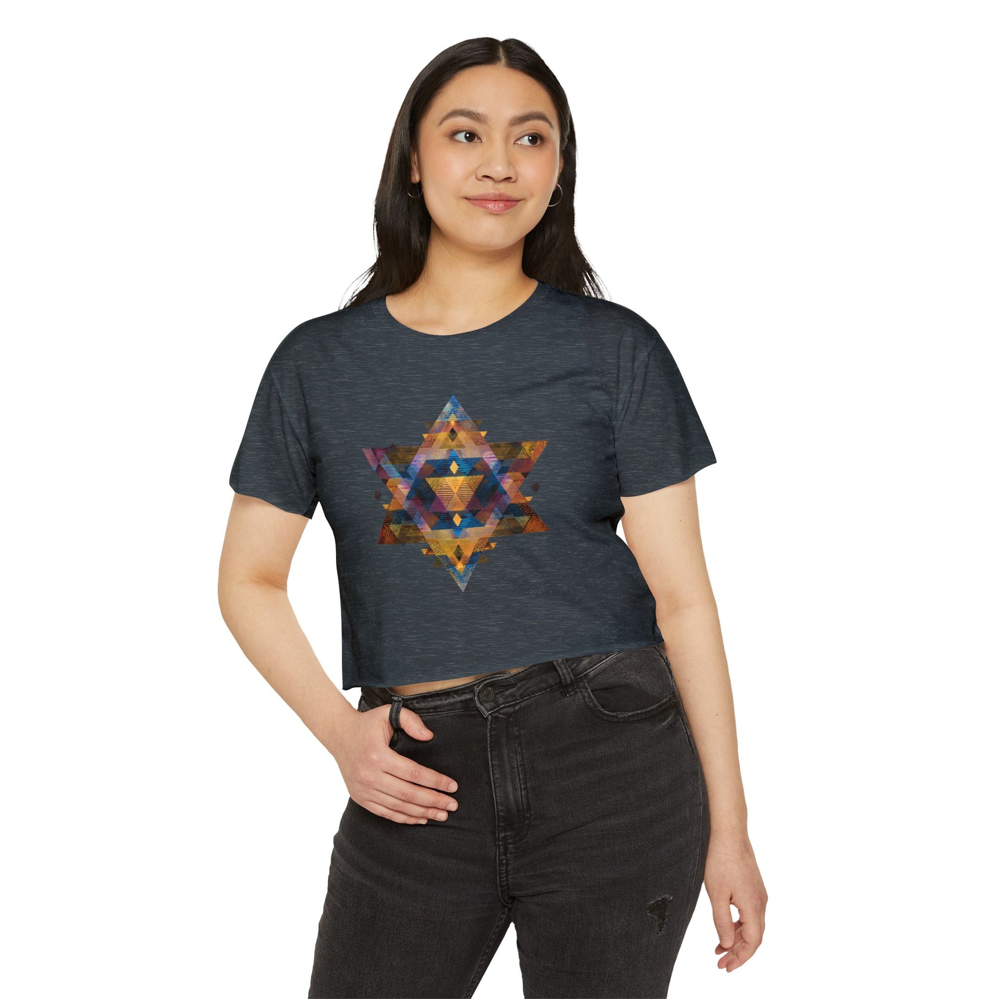 Star of David Geometric Women's Festival Crop Top - American Zionist
