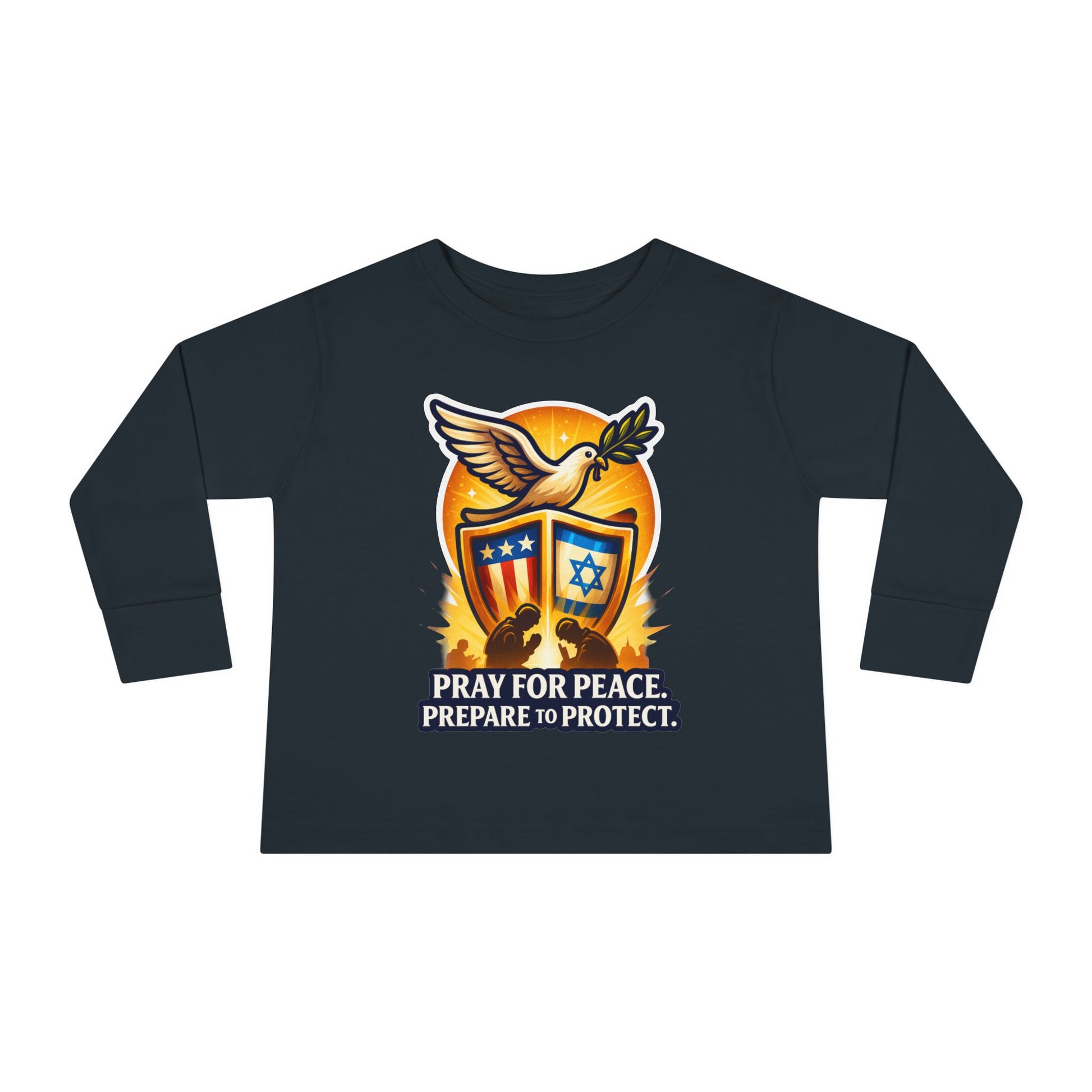 Pray For Peace Toddler Long Sleeve Tee - American Zionist