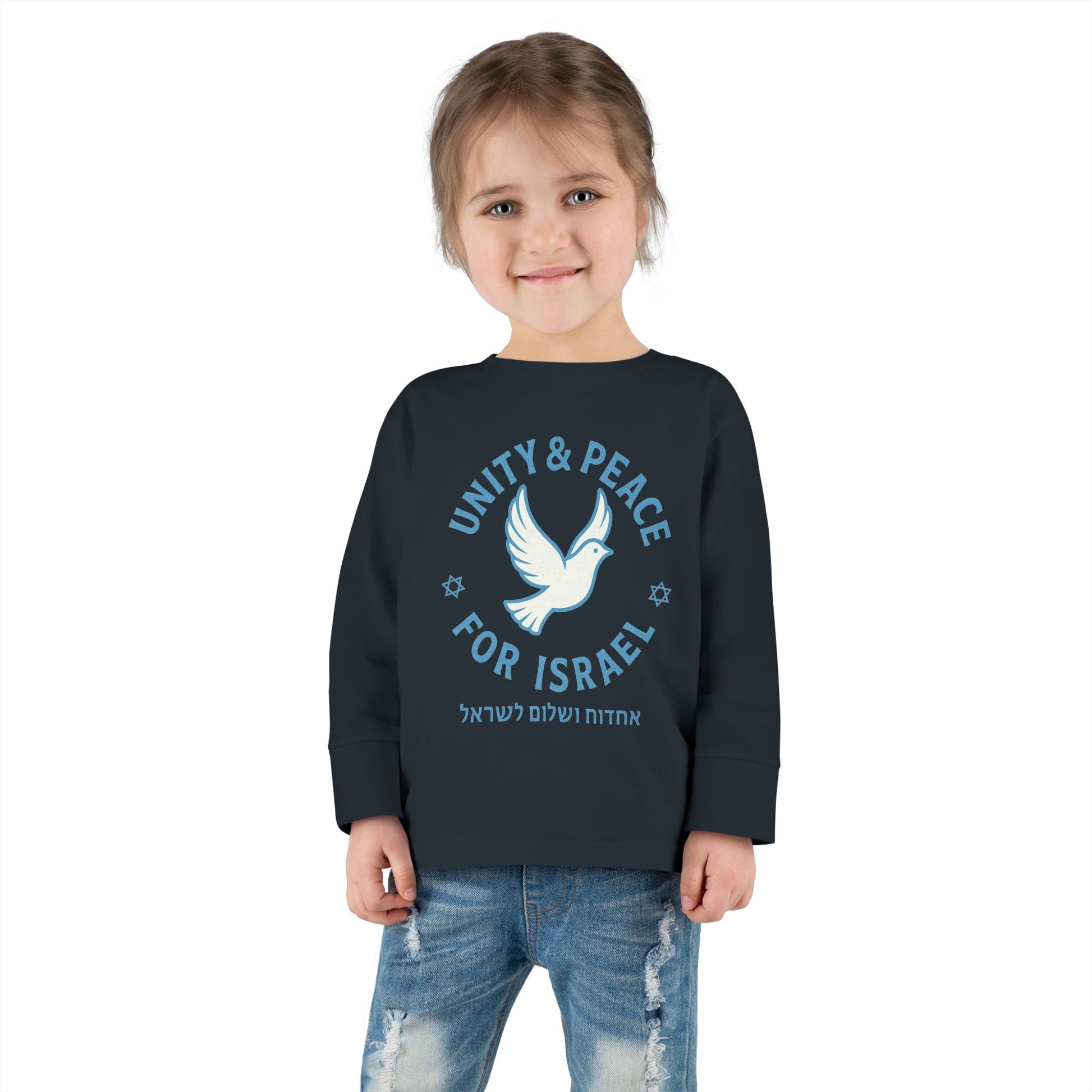 Unity Peace For Israel Toddler Long Sleeve Tee - American Zionist