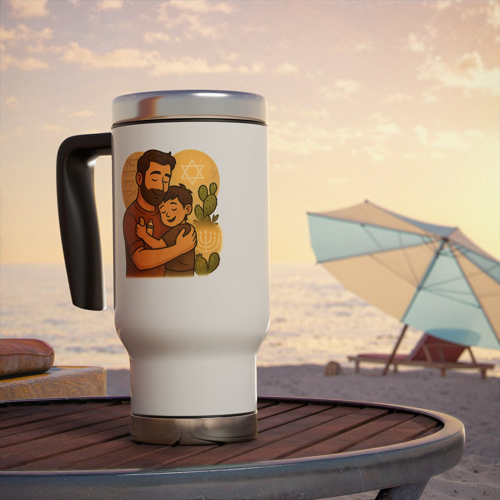 Dad Love Stainless Steel Travel Mug with Handle, 14oz - American Zionist