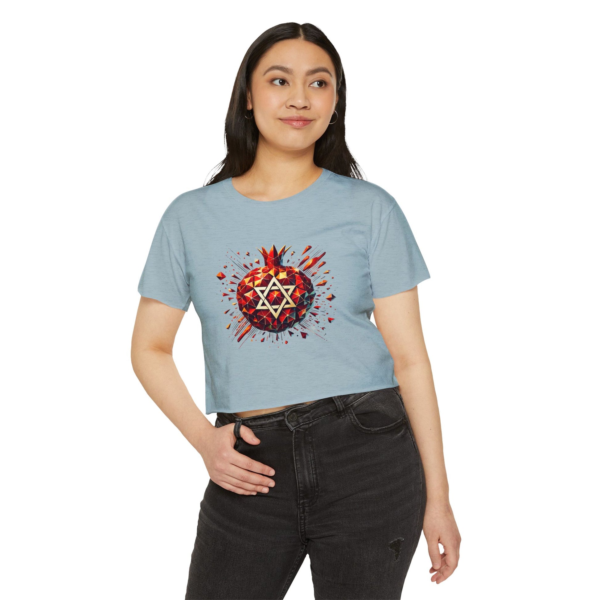 Pomegranate Star of David Women's Festival Crop Top - American Zionist