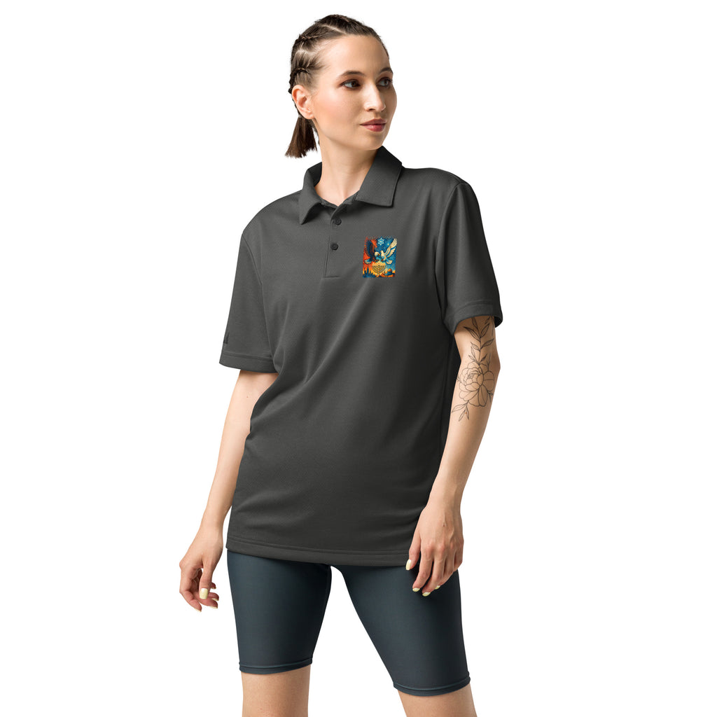 Red White and Blue Adidas Space - Dyed Polo Shirt - American Zionist