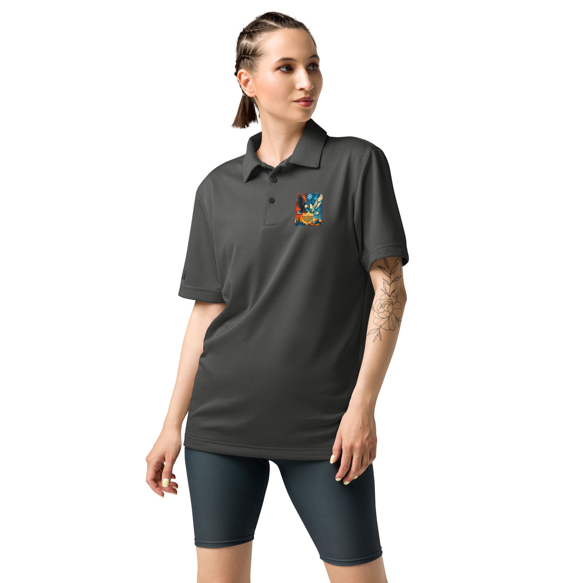 Red White and Blue Adidas Space - Dyed Polo Shirt - American Zionist
