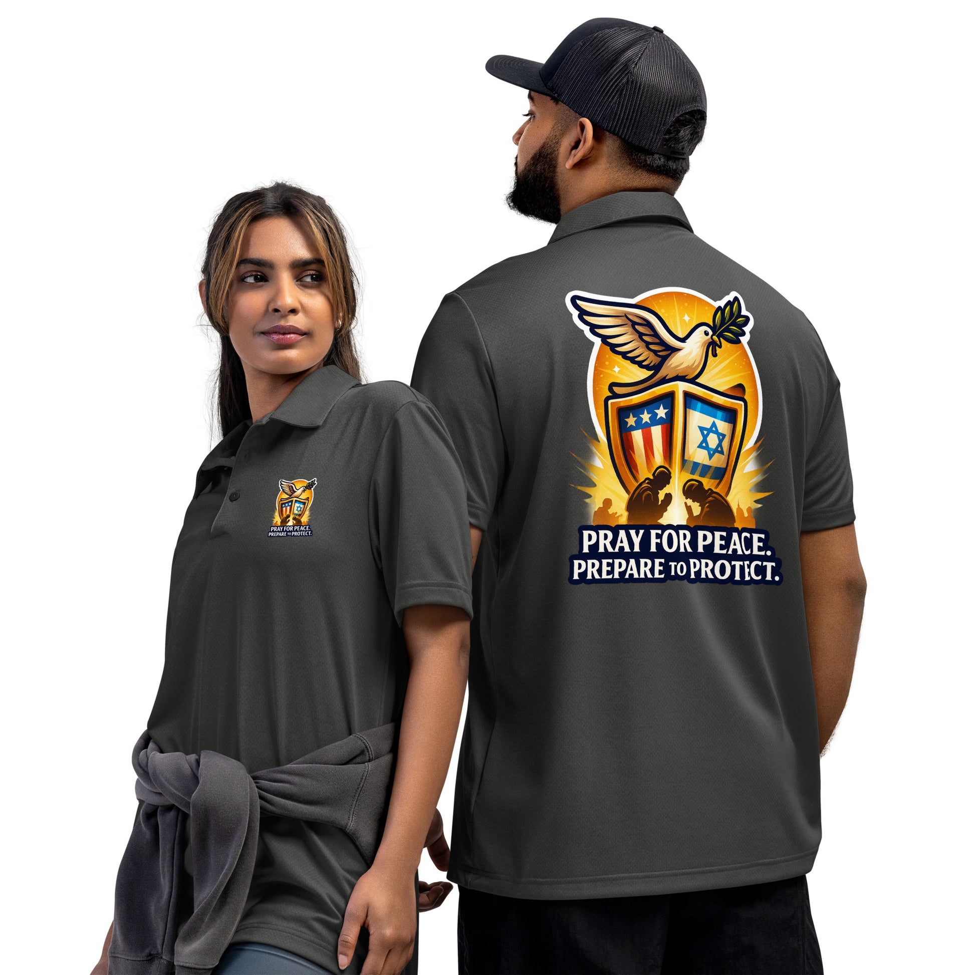 Pray For Peace Adidas Space - Dyed Polo Shirt - American Zionist