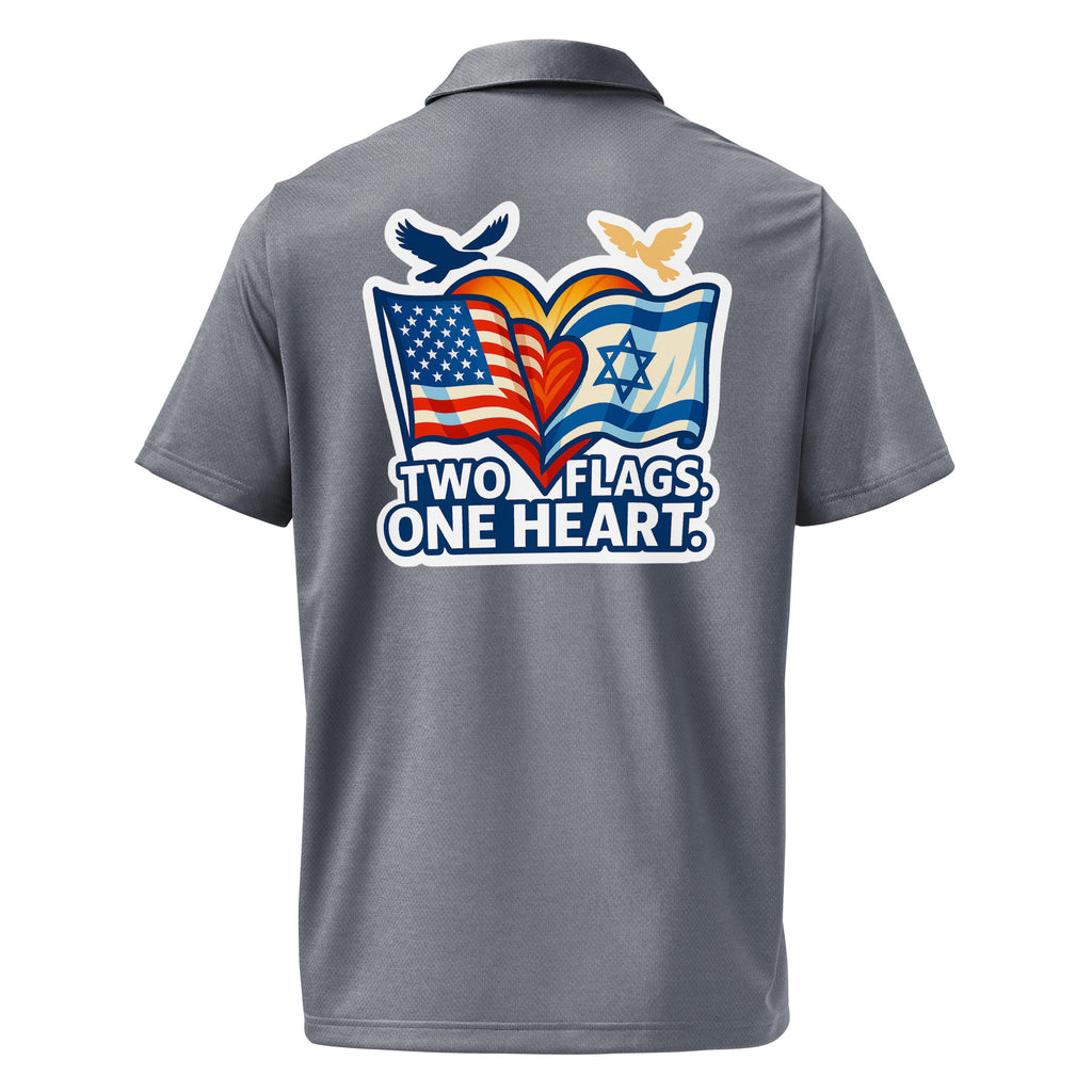 Two Flags. One Heart Adidas Space - Dyed Polo Shirt - American Zionist