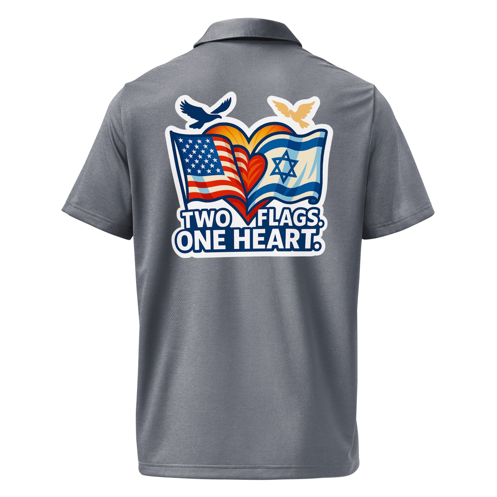 Two Flags. One Heart Adidas Space - Dyed Polo Shirt - American Zionist