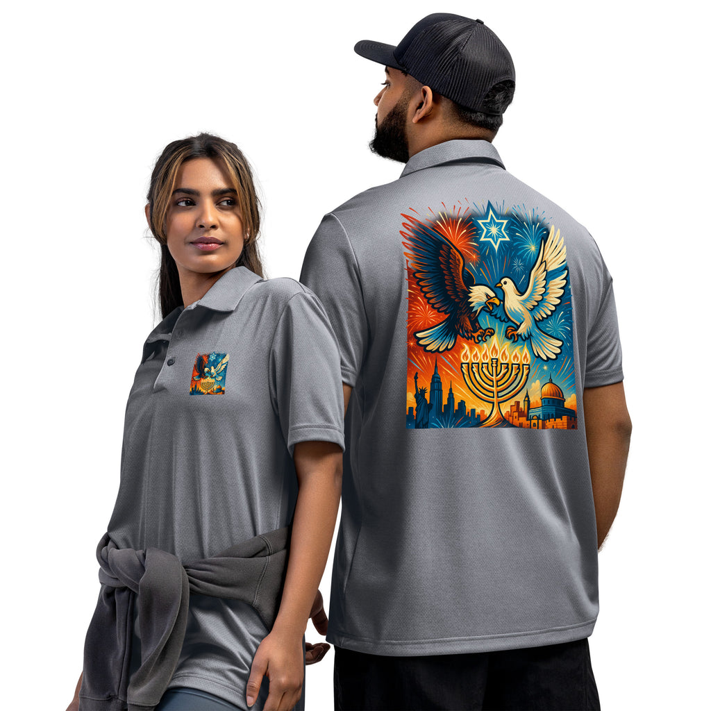 Red White and Blue Adidas Space - Dyed Polo Shirt - American Zionist