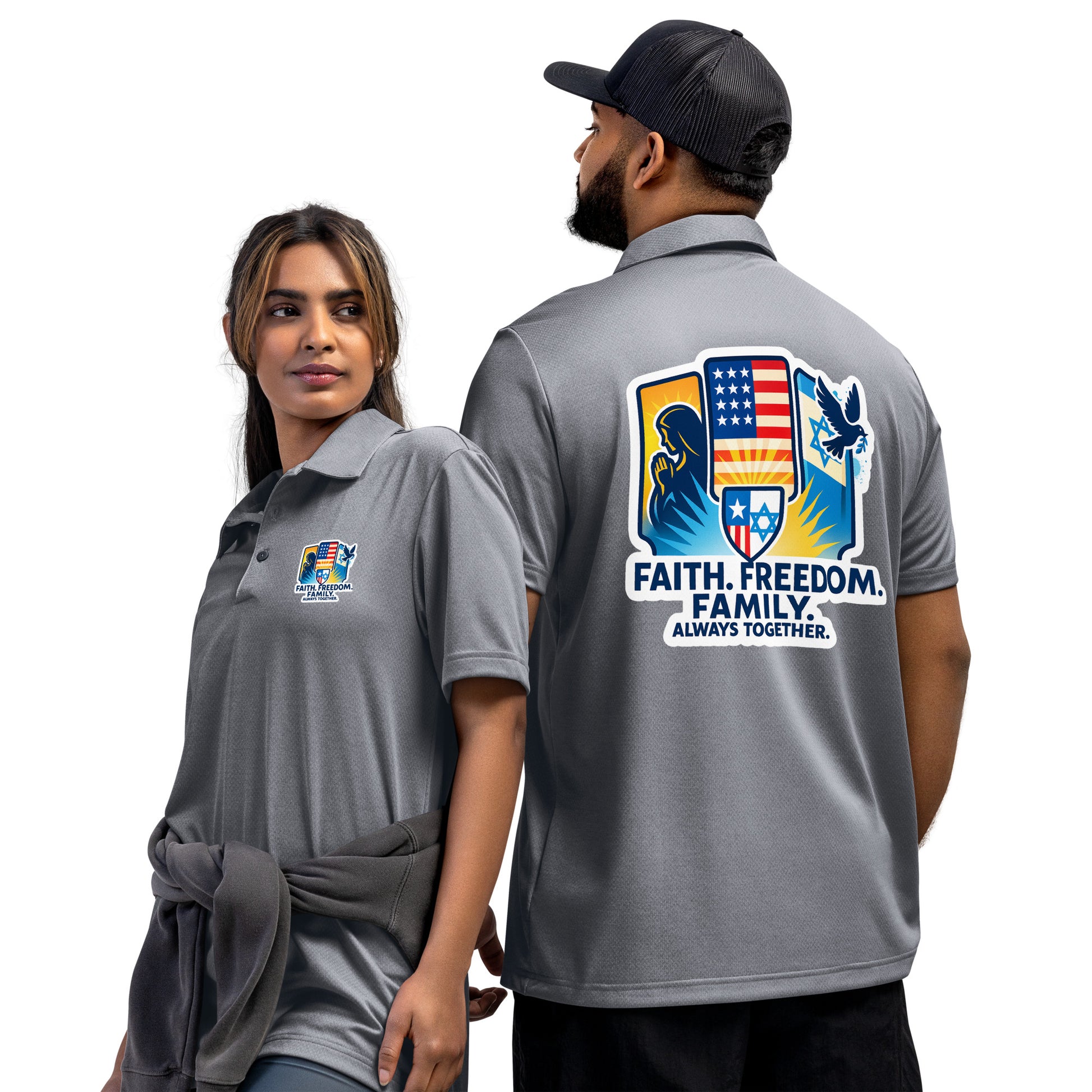 Faith Freedom Family Adidas Space - Dyed Polo Shirt - American Zionist