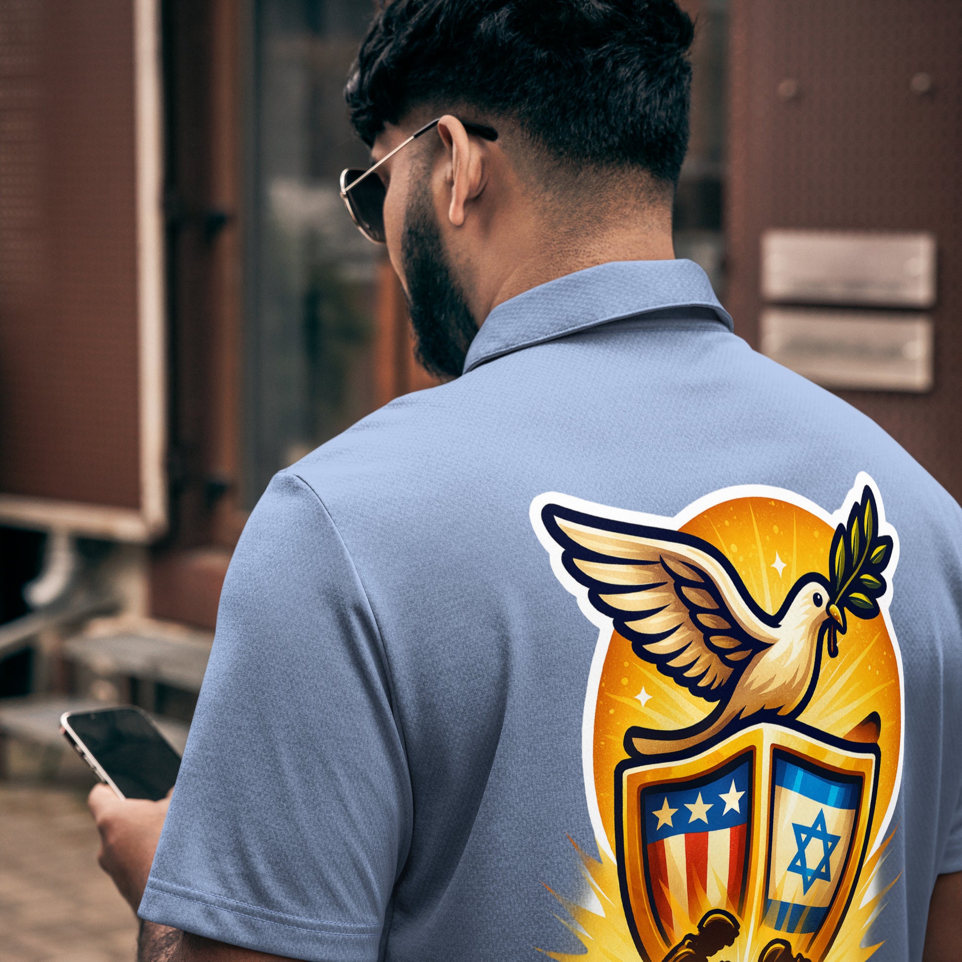 Pray For Peace Adidas Space - Dyed Polo Shirt - American Zionist