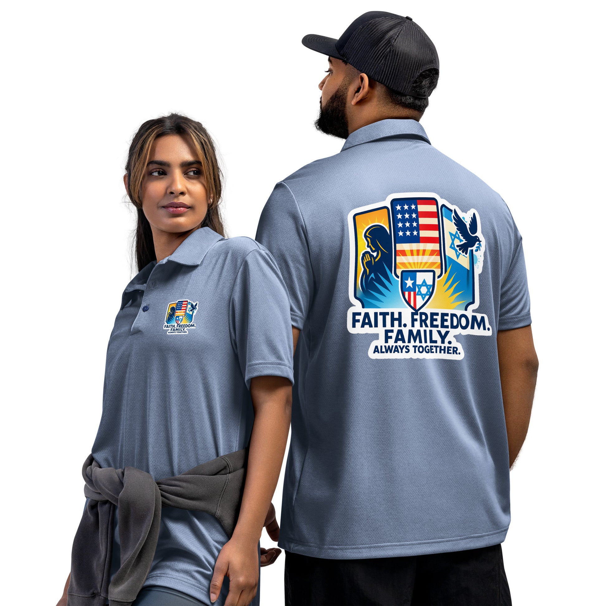 Faith Freedom Family Adidas Space - Dyed Polo Shirt - American Zionist