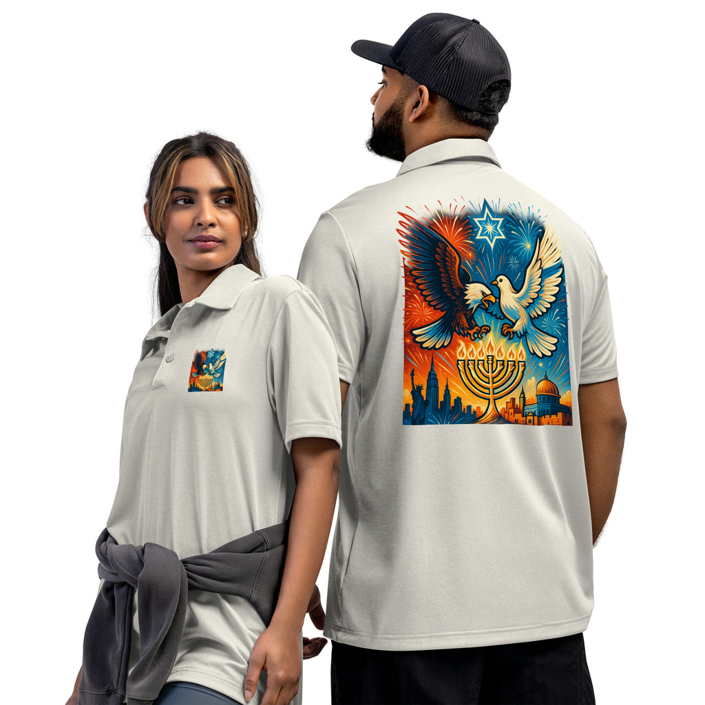 Red White and Blue Adidas Space - Dyed Polo Shirt - American Zionist