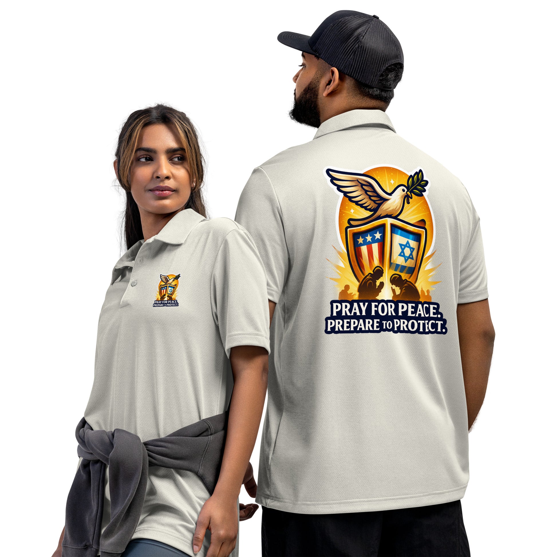 Pray For Peace Adidas Space - Dyed Polo Shirt - American Zionist
