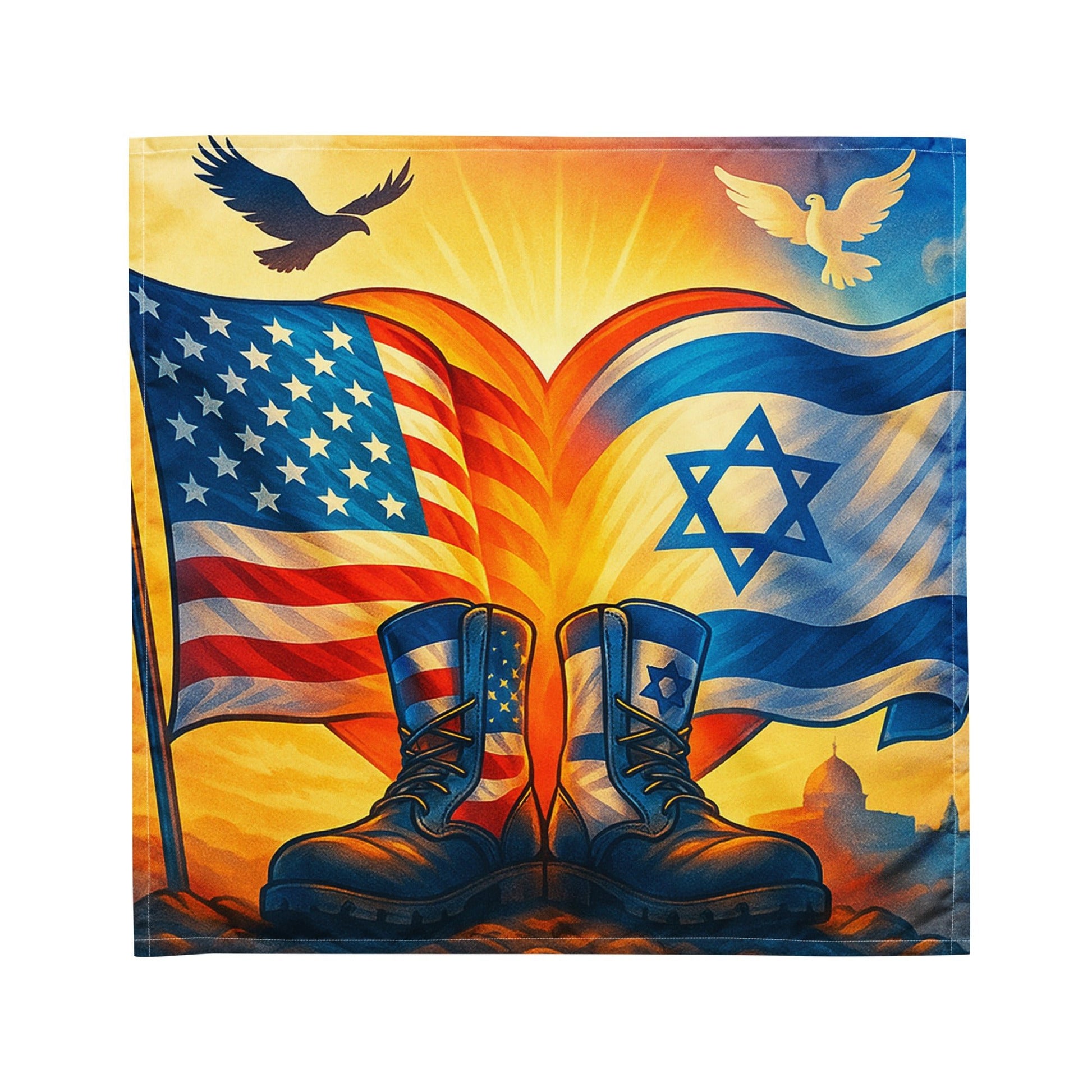 Two Flags. One Heart All - Over Print Bandana - American Zionist