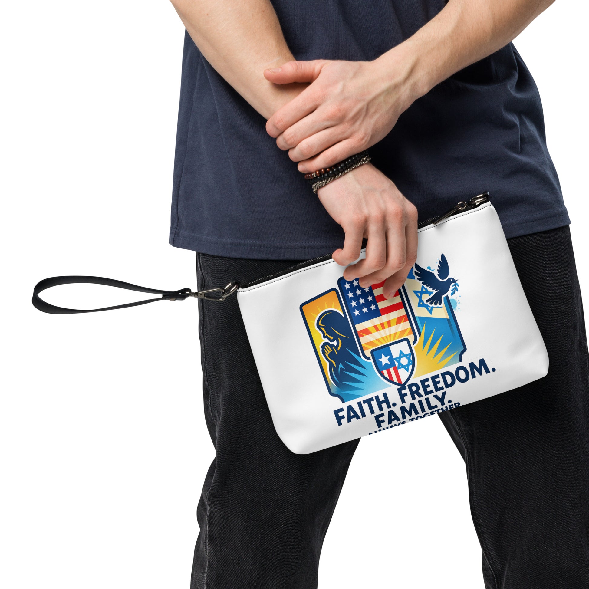 Faith Freedom Family All - Over Print Crossbody Bag - American Zionist