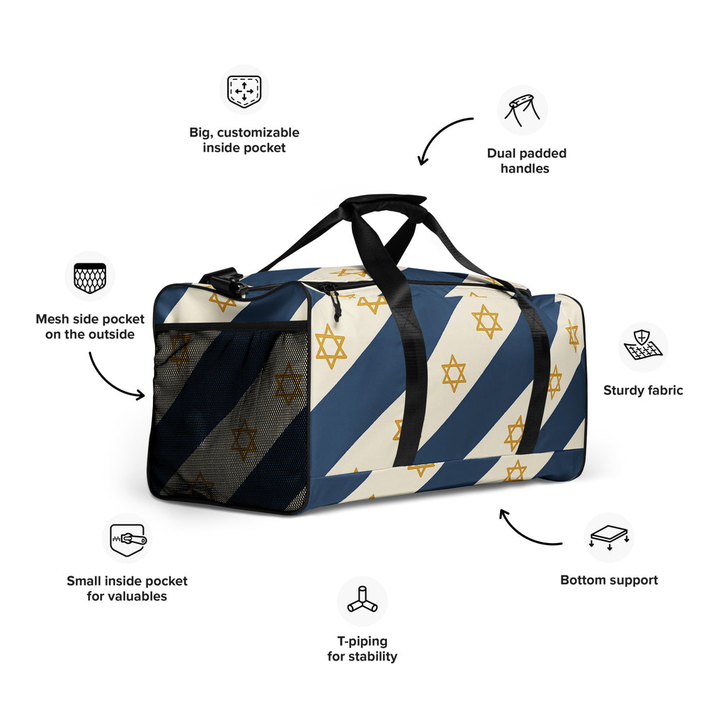Israel Regalia Stripe All - Over Print Duffle Bag - American Zionist