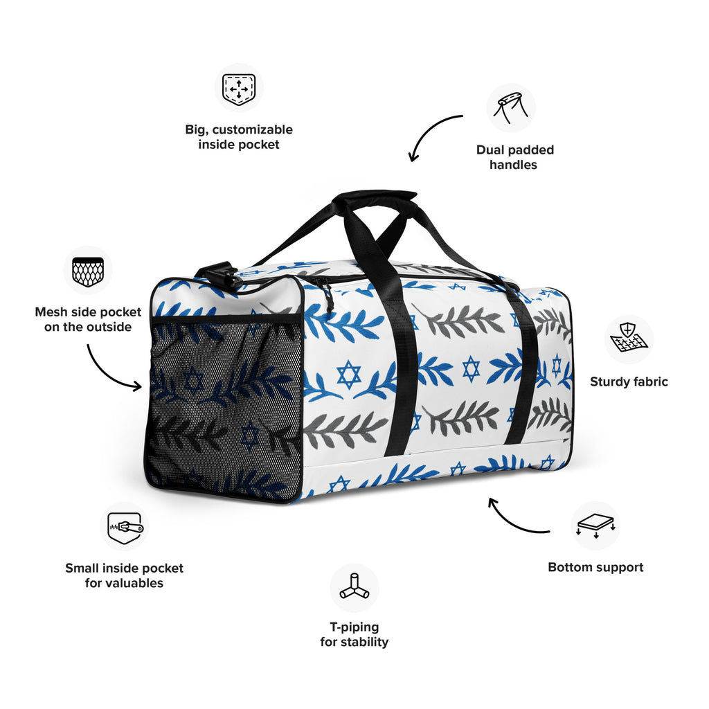 Olive and Shield All - Over Print Duffle Bag - American Zionist