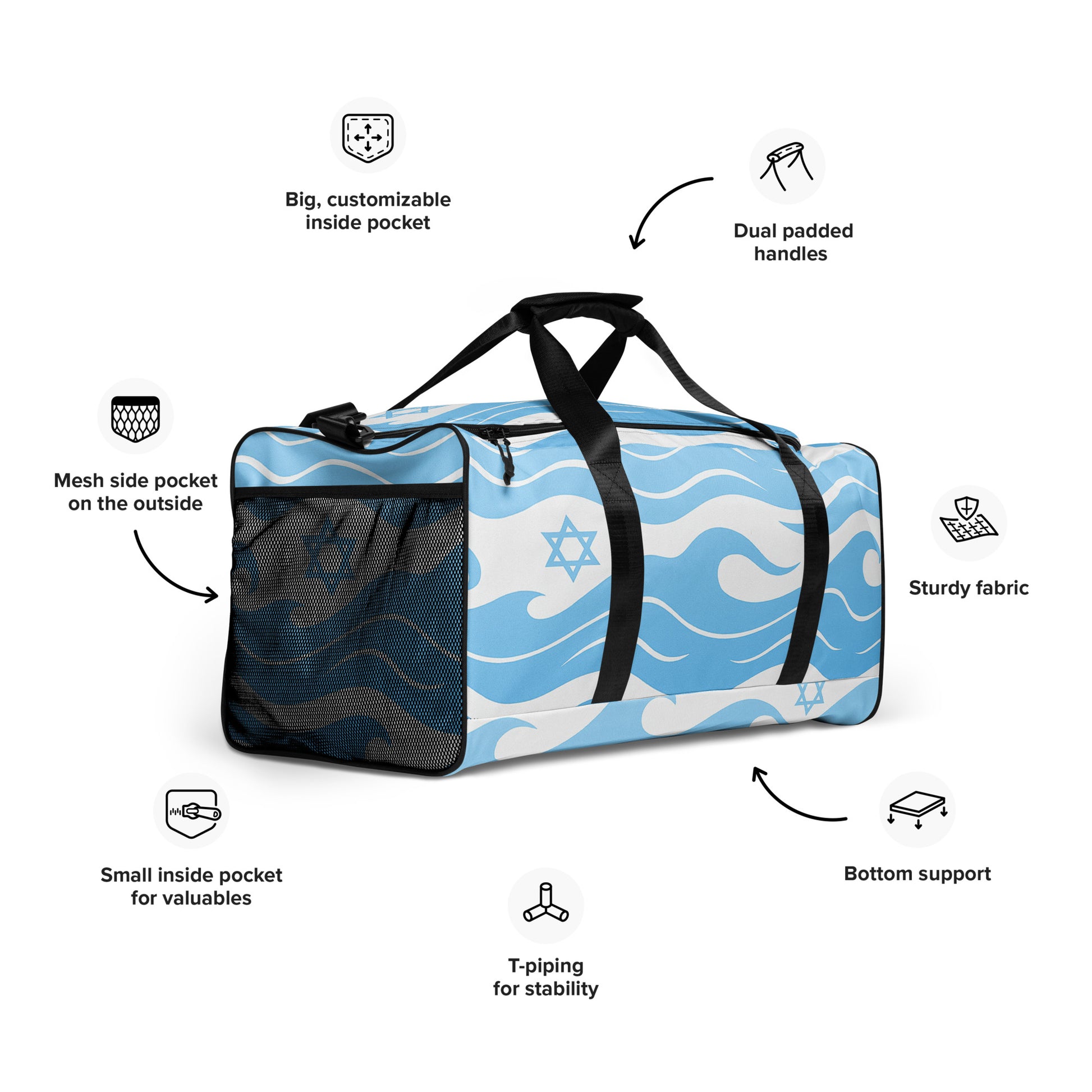 Waves of the Land All - Over Print Duffle Bag - American Zionist