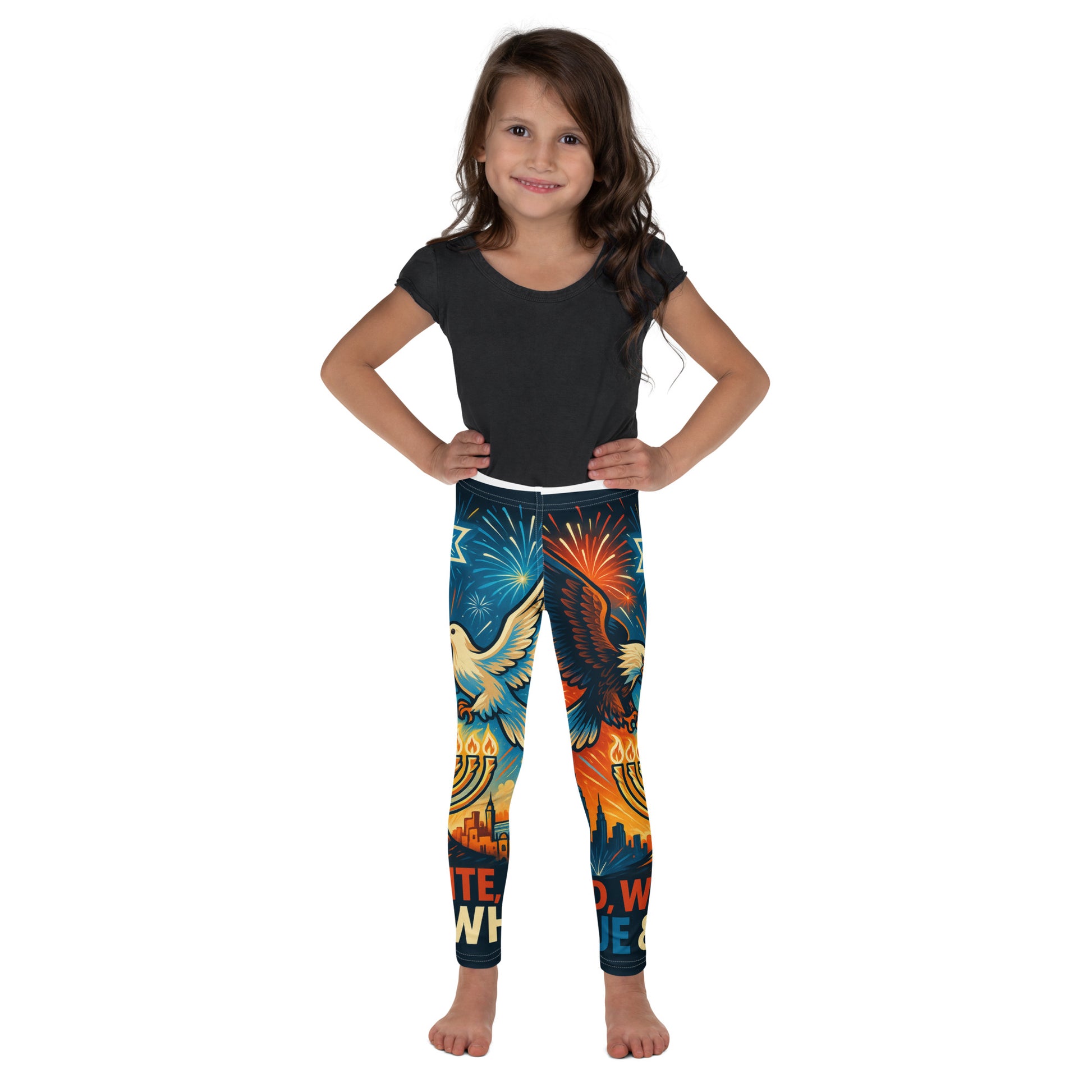Red White and Blue All - Over Print Kids Leggings - American Zionist
