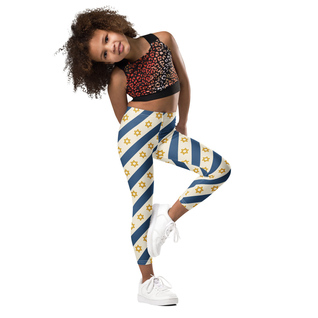 Israel Regalia Stripe All - Over Print Kids Leggings - American Zionist