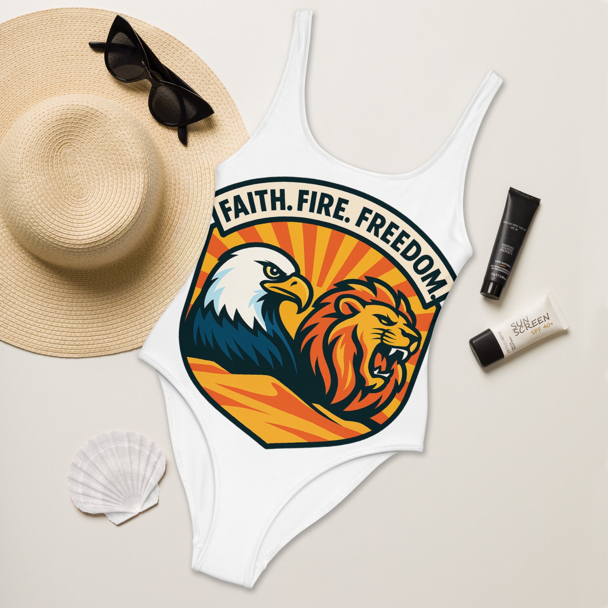 Lions Eagles Rise All - Over Print One - Piece Swimsuit - American Zionist