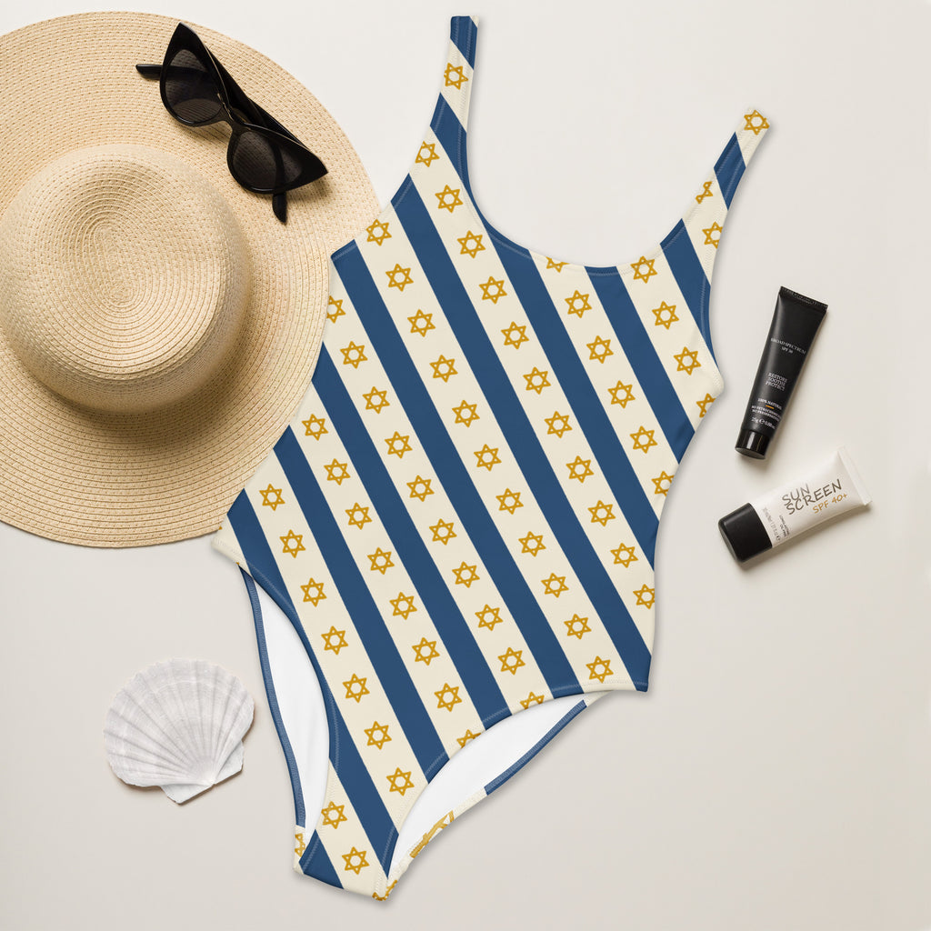 Israel Regalia Stripe All - Over Print One - Piece Swimsuit - American Zionist