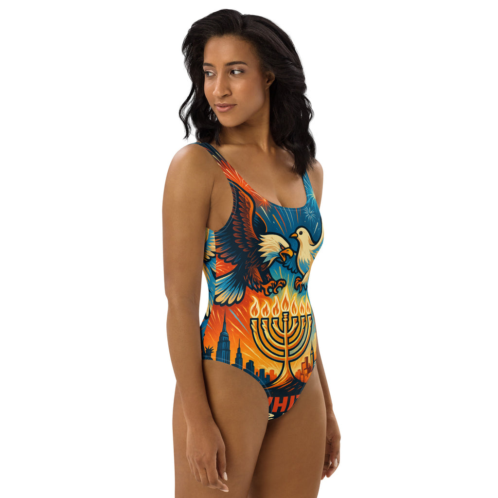 Red White and Blue All - Over Print One - Piece Swimsuit - American Zionist
