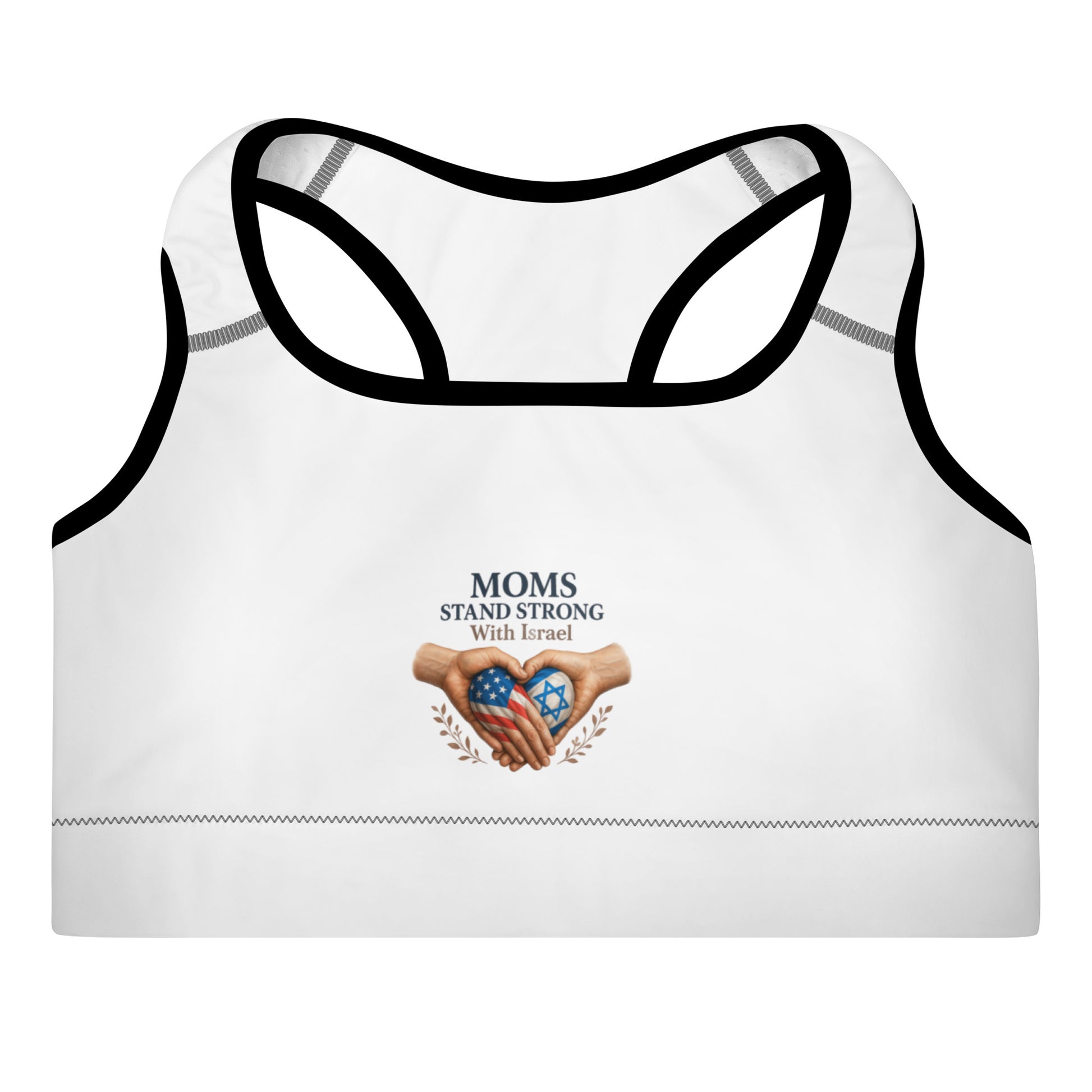 Moms Stand Strong With Israel Padded Sports Bra - American Zionist