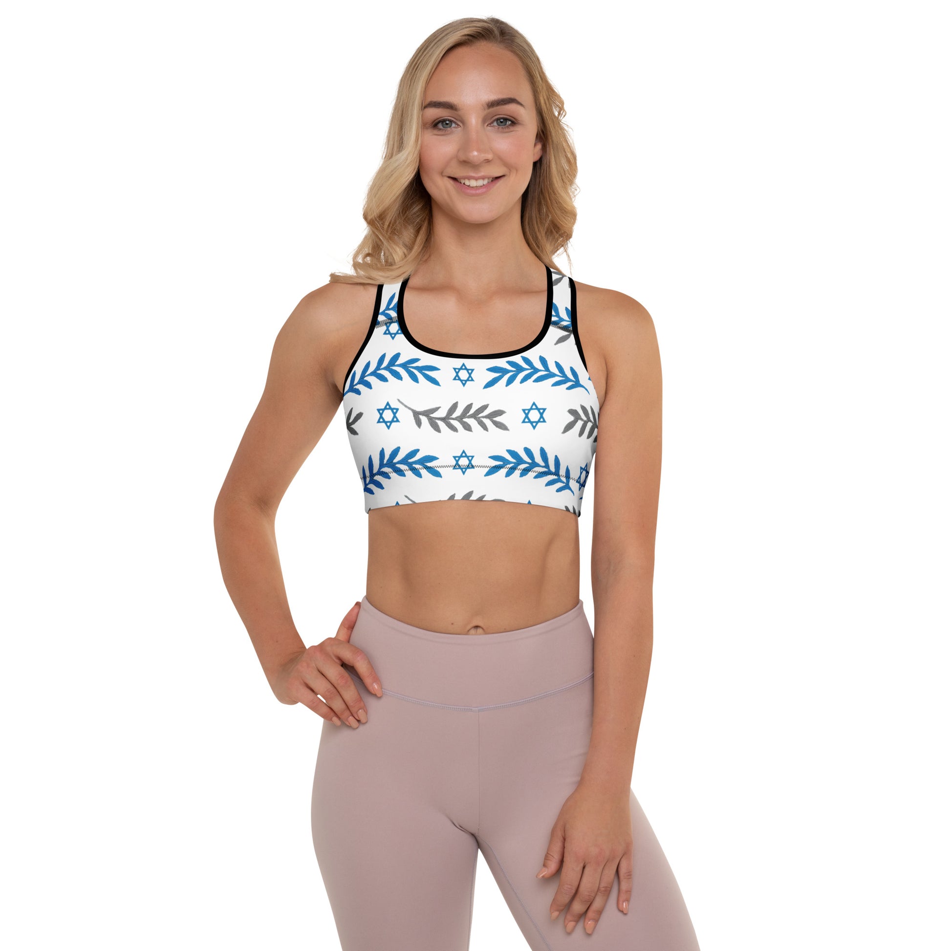 Olive and Shield All - Over Print Padded Sports Bra - American Zionist