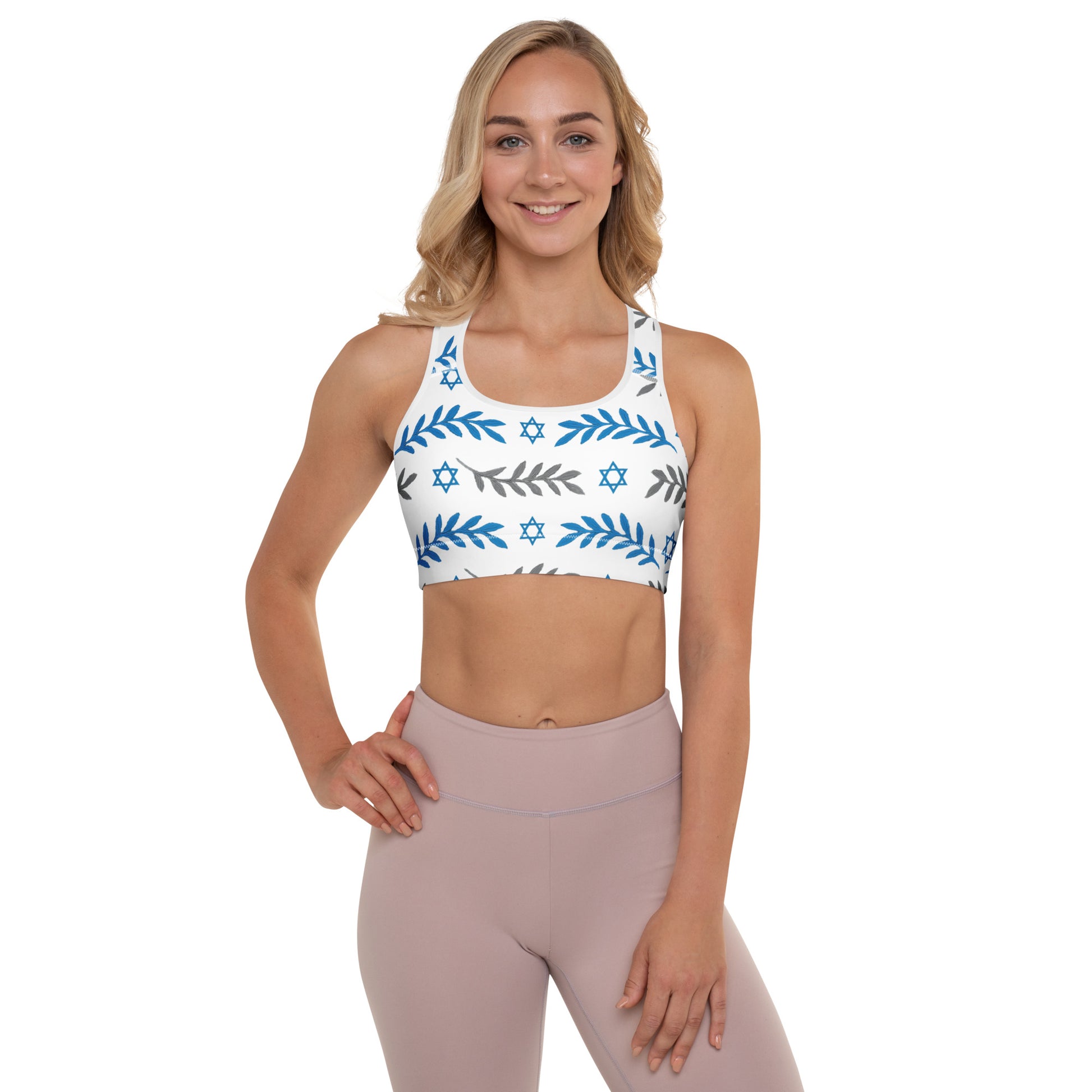 Olive and Shield All - Over Print Padded Sports Bra - American Zionist